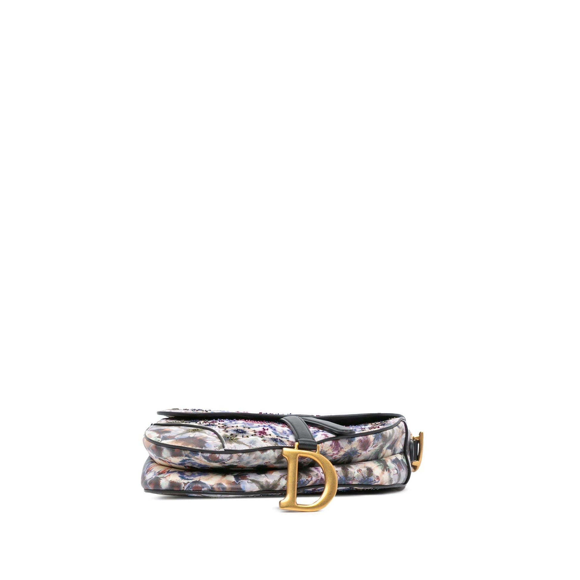 Dior Kaleiscopic Saddle Bag Canvas Embroidered Shoulder Bag