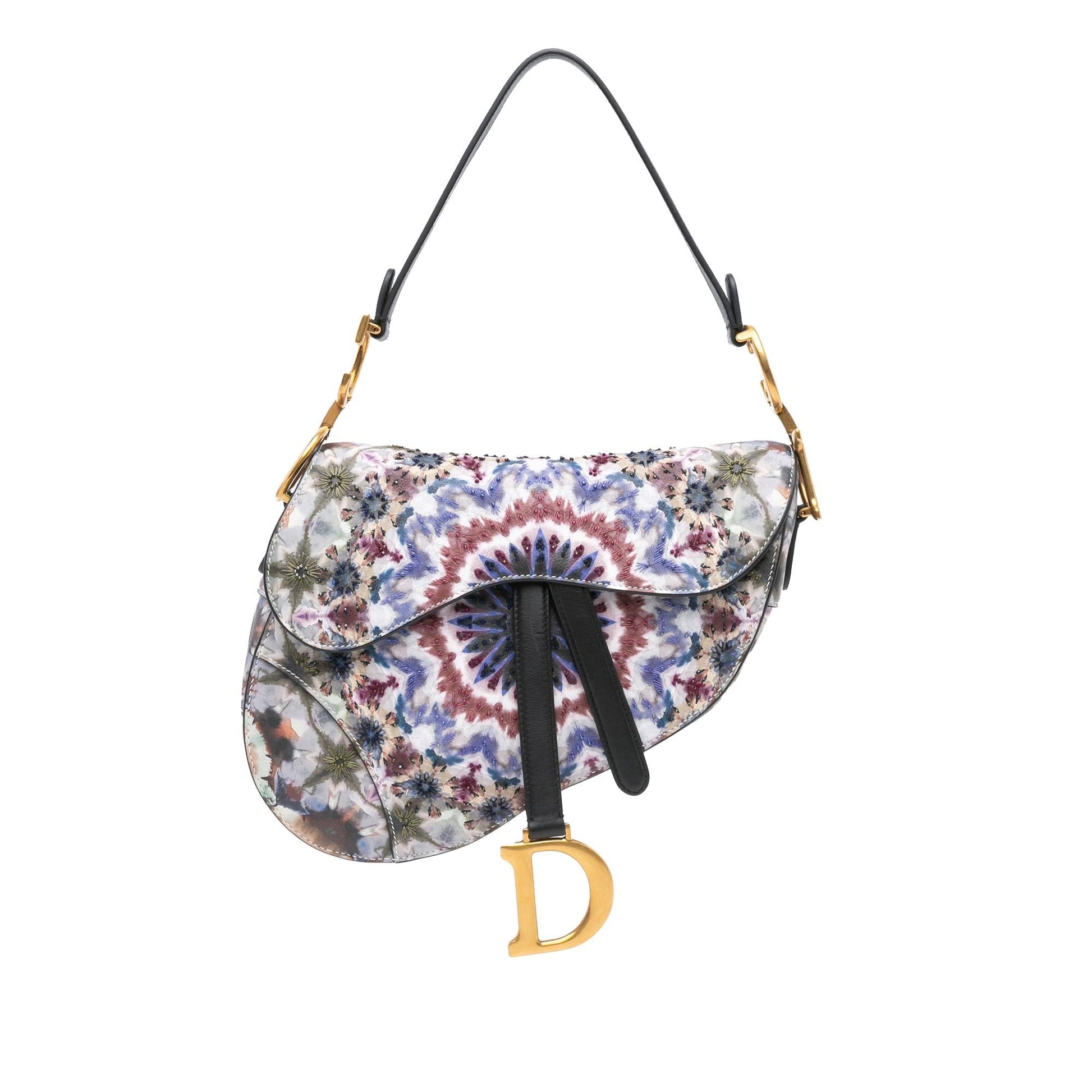 Dior Kaleiscopic Saddle Bag Canvas Embroidered Shoulder Bag