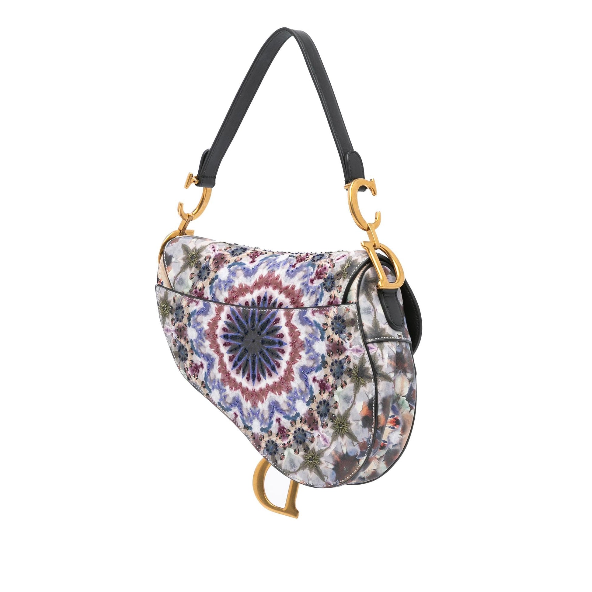 Dior Kaleiscopic Saddle Bag Canvas Embroidered Shoulder Bag
