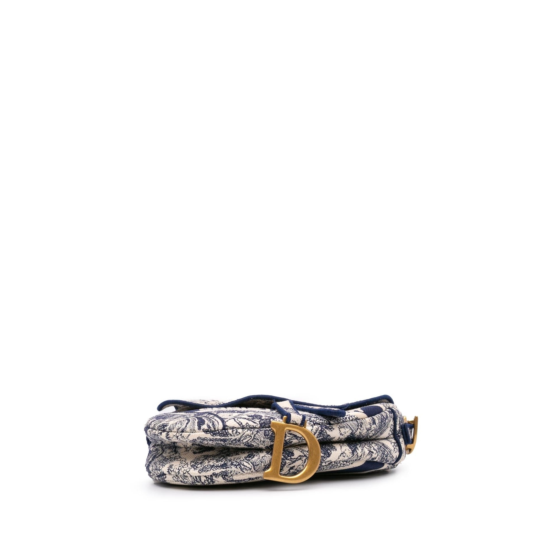 Dior Toile De Jouy Saddle Bag Canvas Embroidered Shoulder Bag Saddle Bag 1