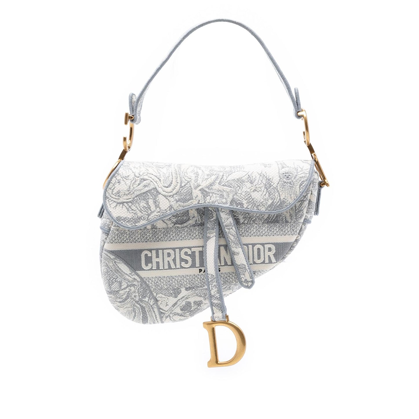 Dior Toile De Jouy Saddle Bag Canvas Embroidered Shoulder Bag Saddle Bag 2