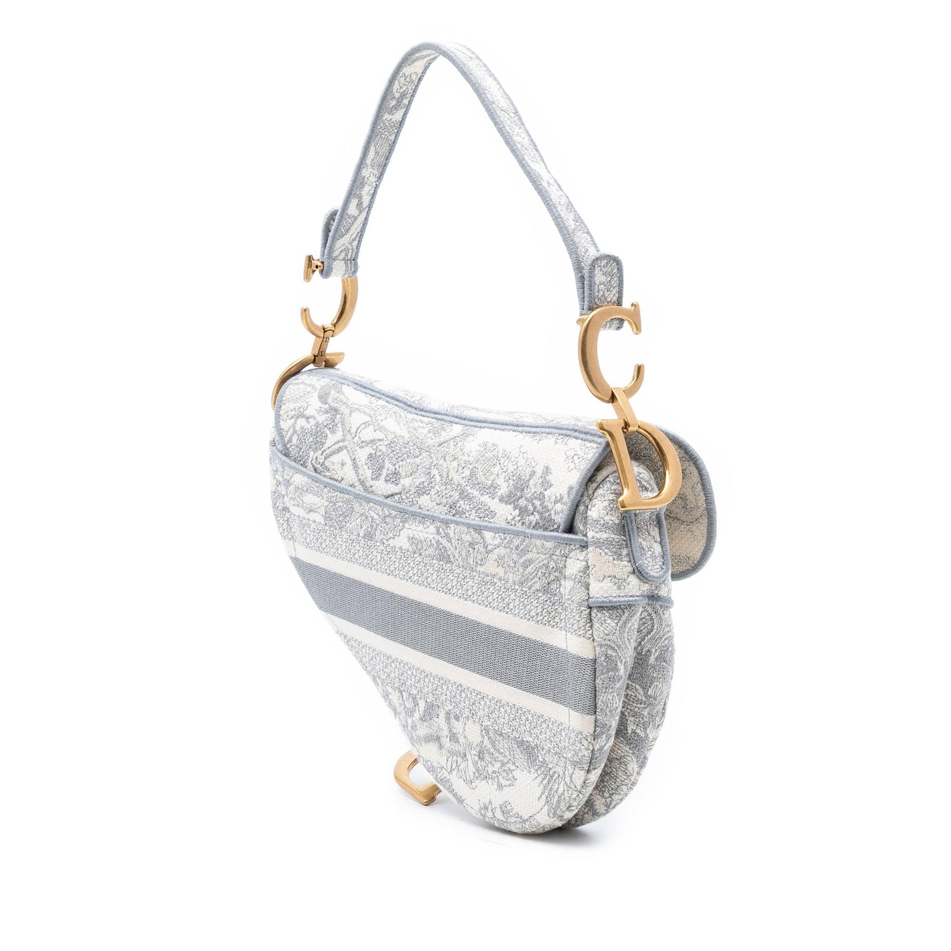Dior Toile De Jouy Saddle Bag Canvas Embroidered Shoulder Bag Saddle Bag 2