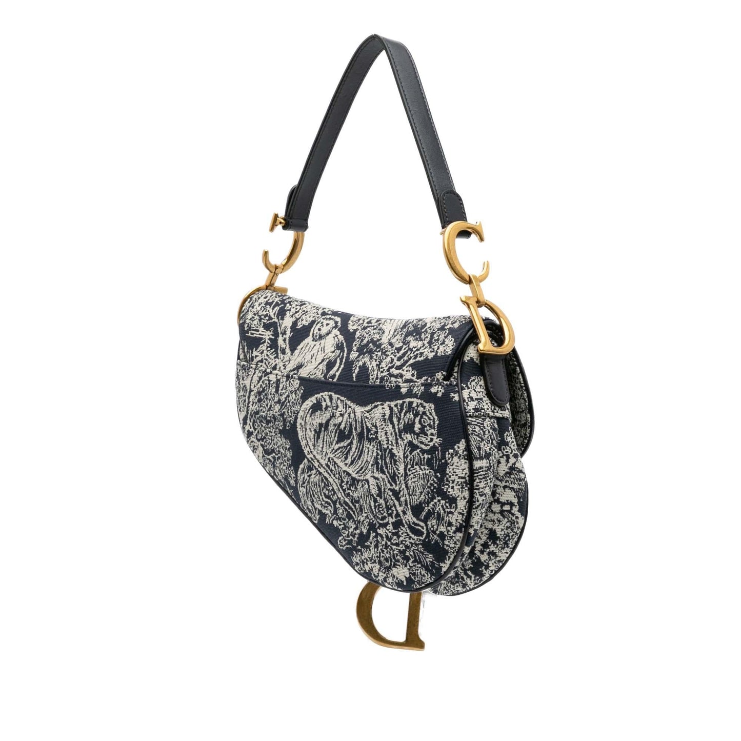 Dior Reverse Toile De Jouy Saddle Bag Canvas Embroidered Shoulder Bag Saddle Bag 1