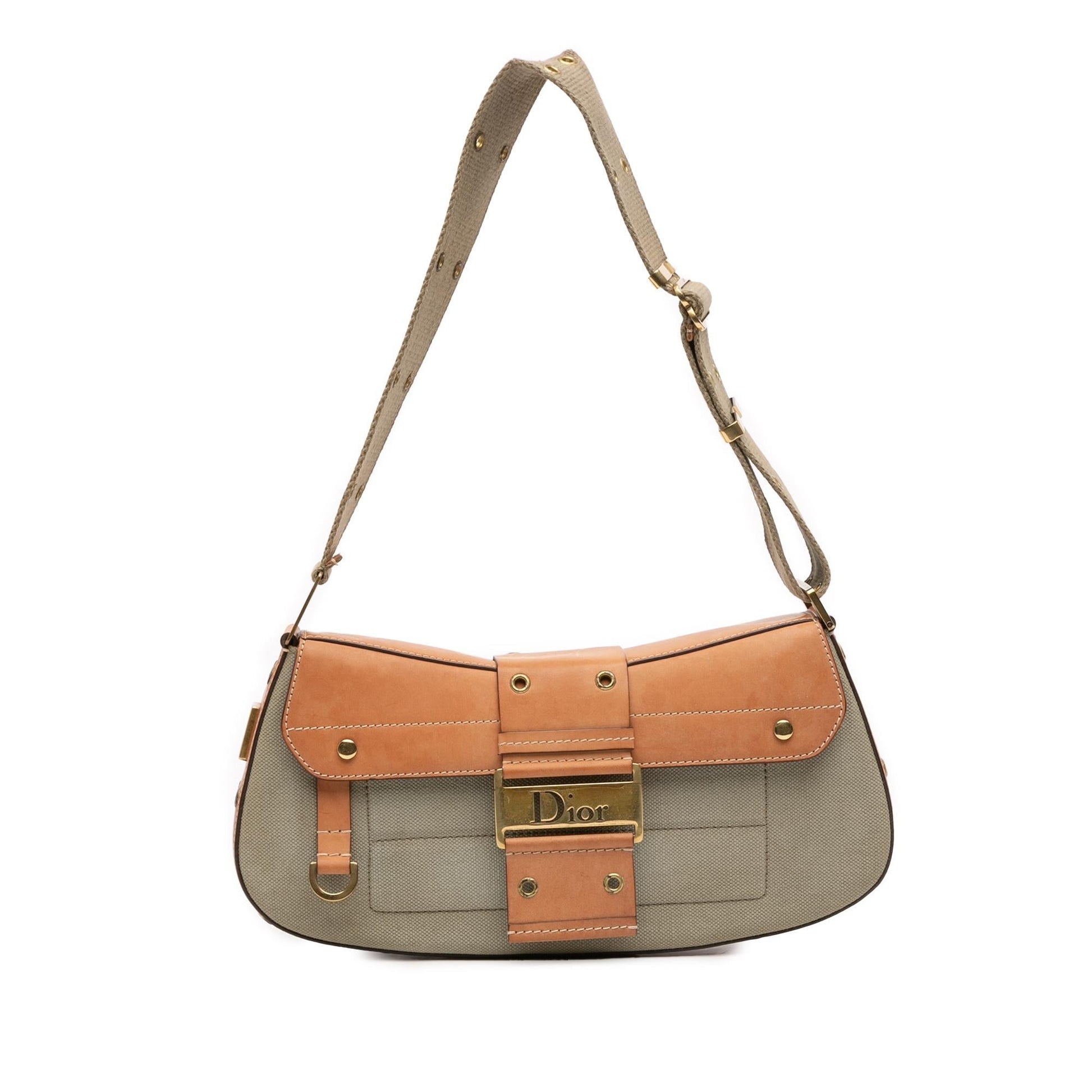 Dior And Street Chic Columbus Shoulder Bag Leather Canvas