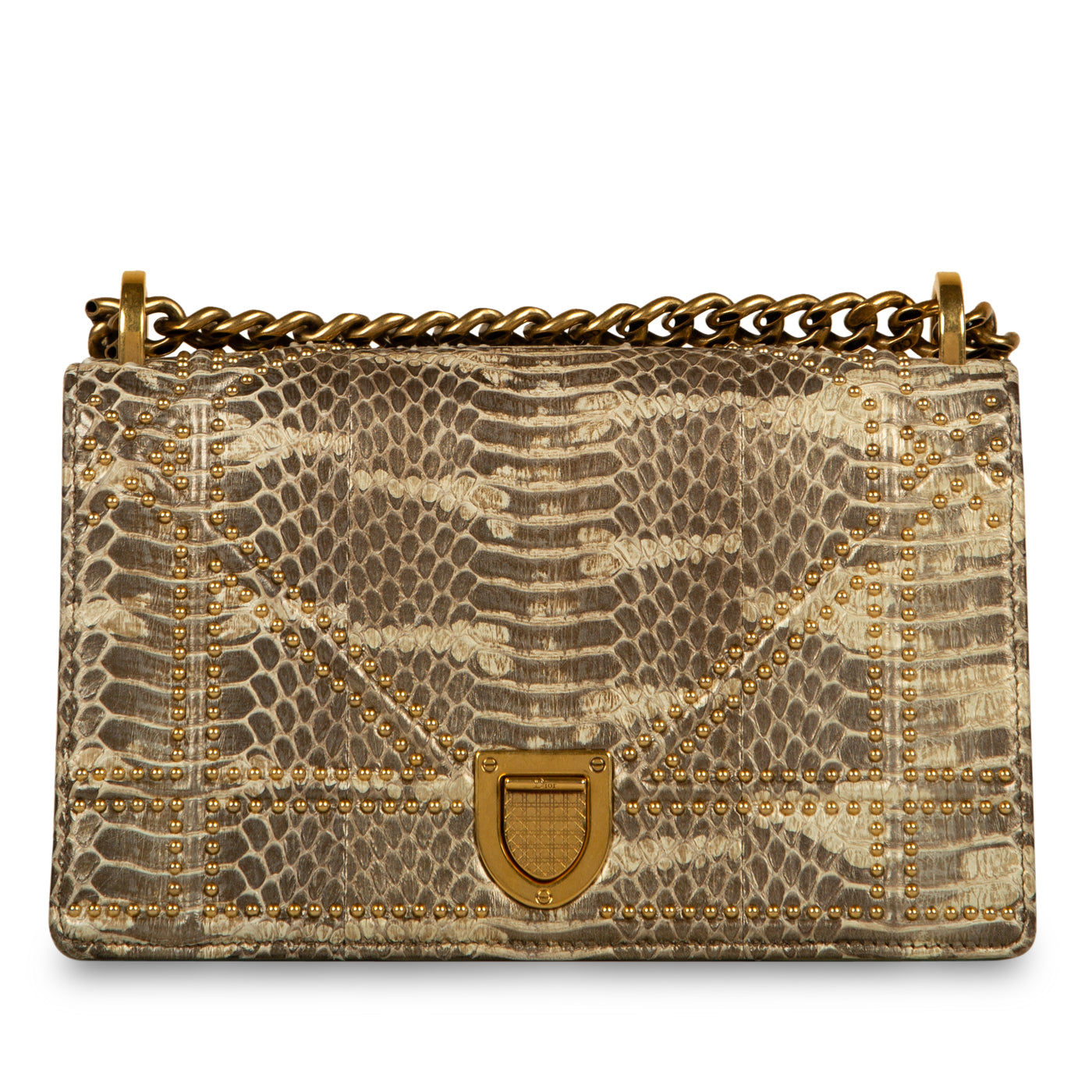 Dior Christian Studded ama Shoulder Bag Python Small