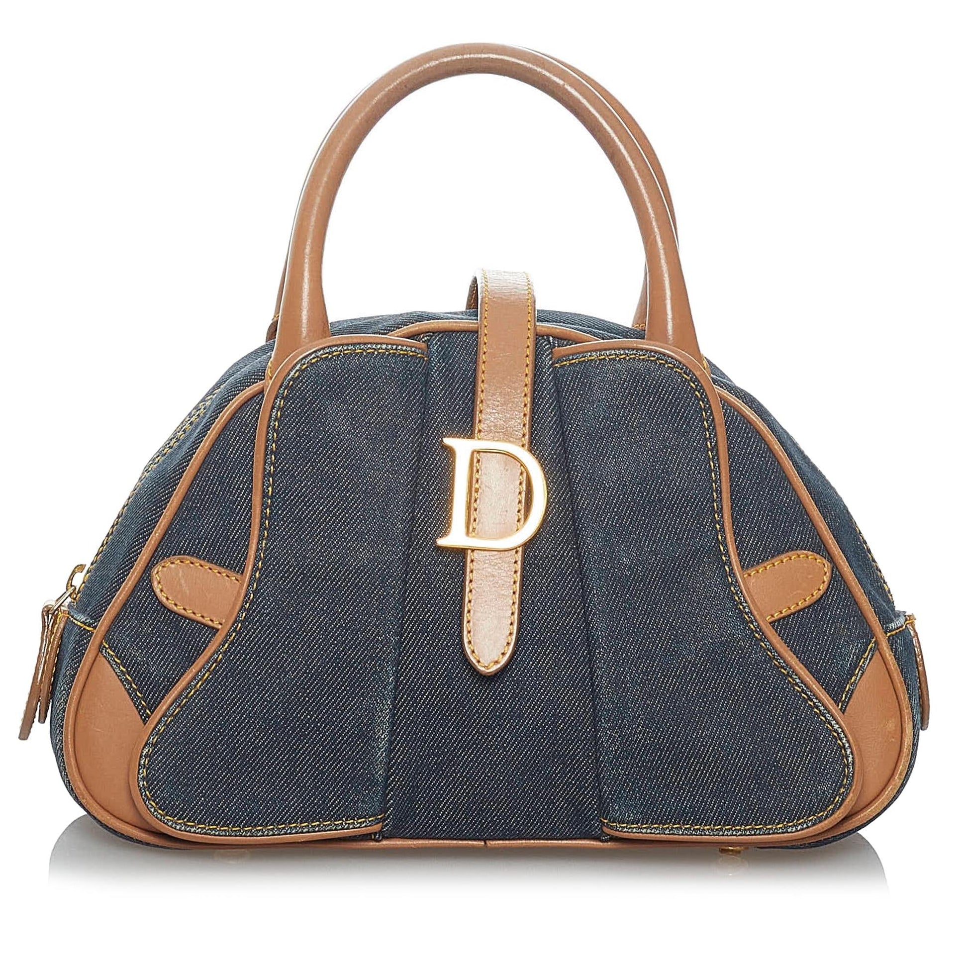 Dior Double Saddle Dome Bag Shg Denim Satchel Bag