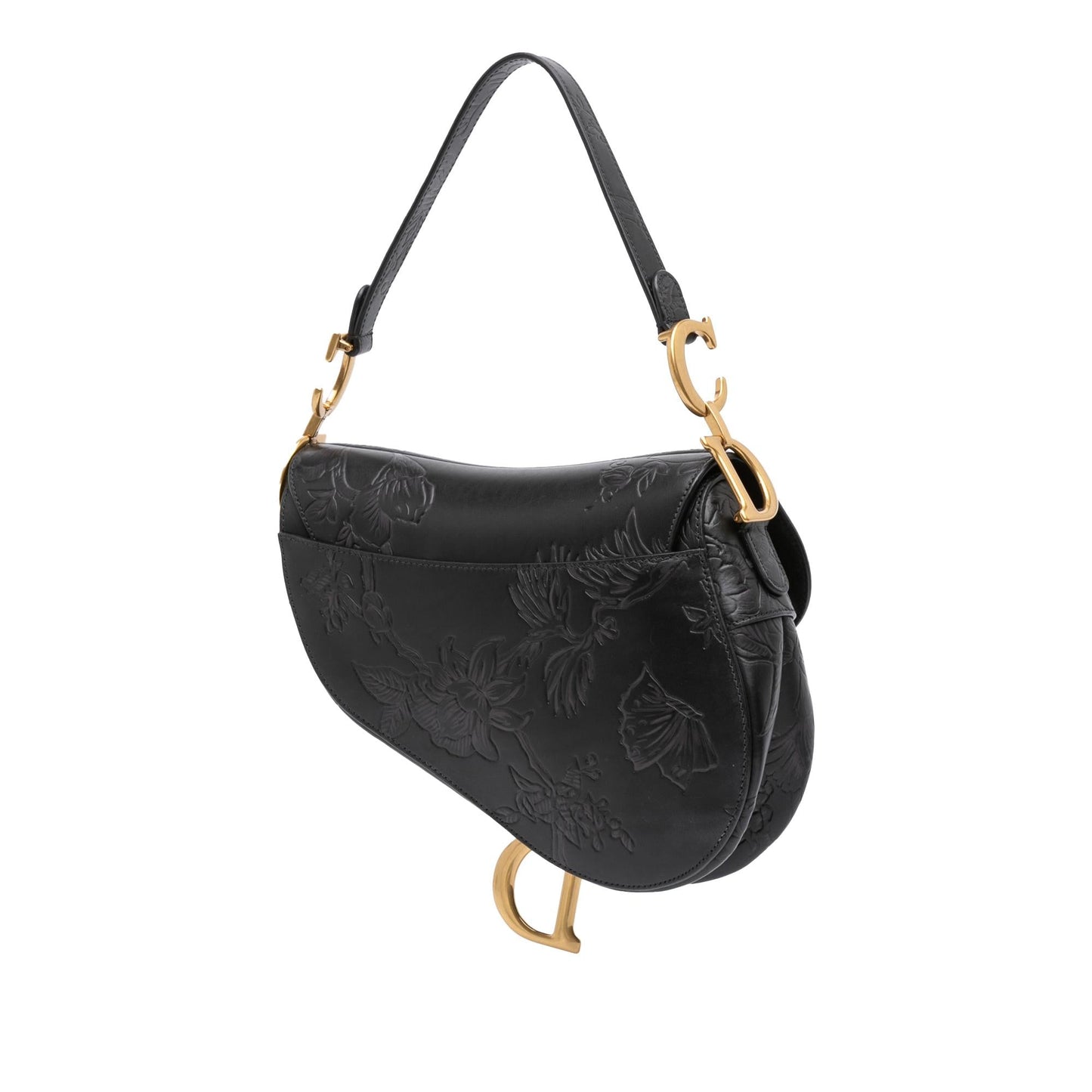 Dior Calfskin Jardin Botanique Saddle Bag Embossed Satchel Bag