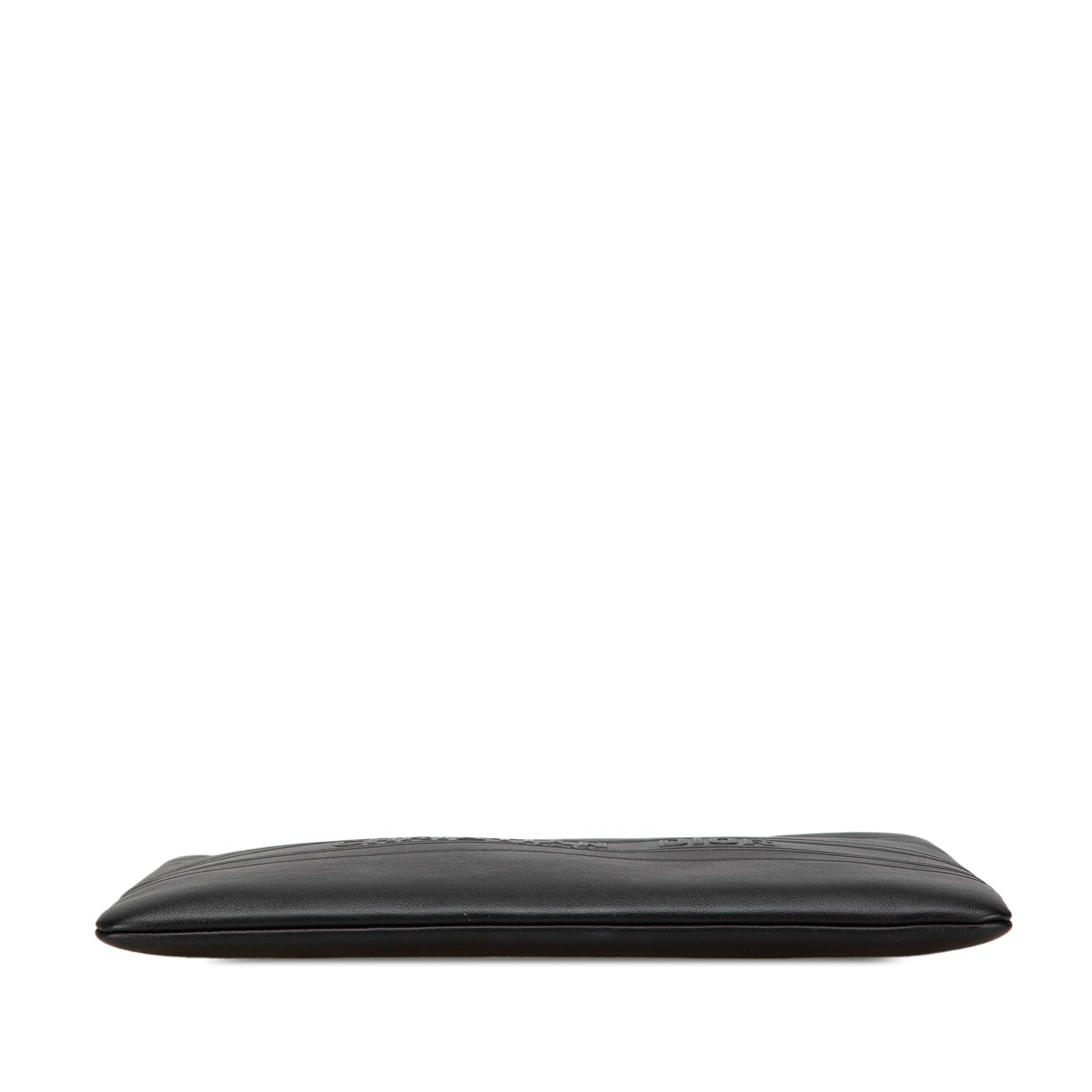 Dior Calfskin Clutch Logo Embossed Zip Clutch Bag