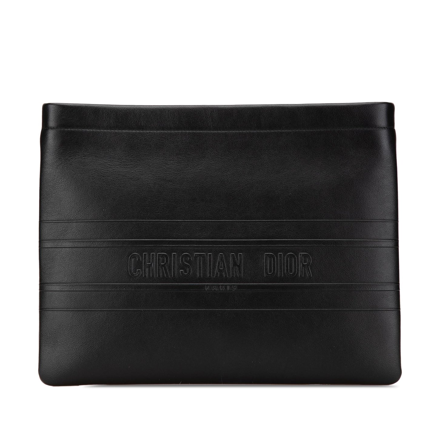 Dior Calfskin Clutch Logo Embossed Zip Clutch Bag