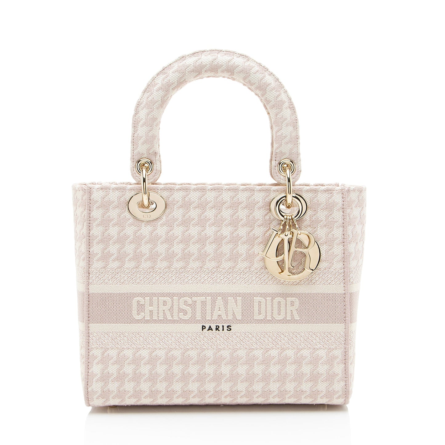 Dior Houndstooth Lady Lite Tote Canvas Medium Embroidered Tote Bag