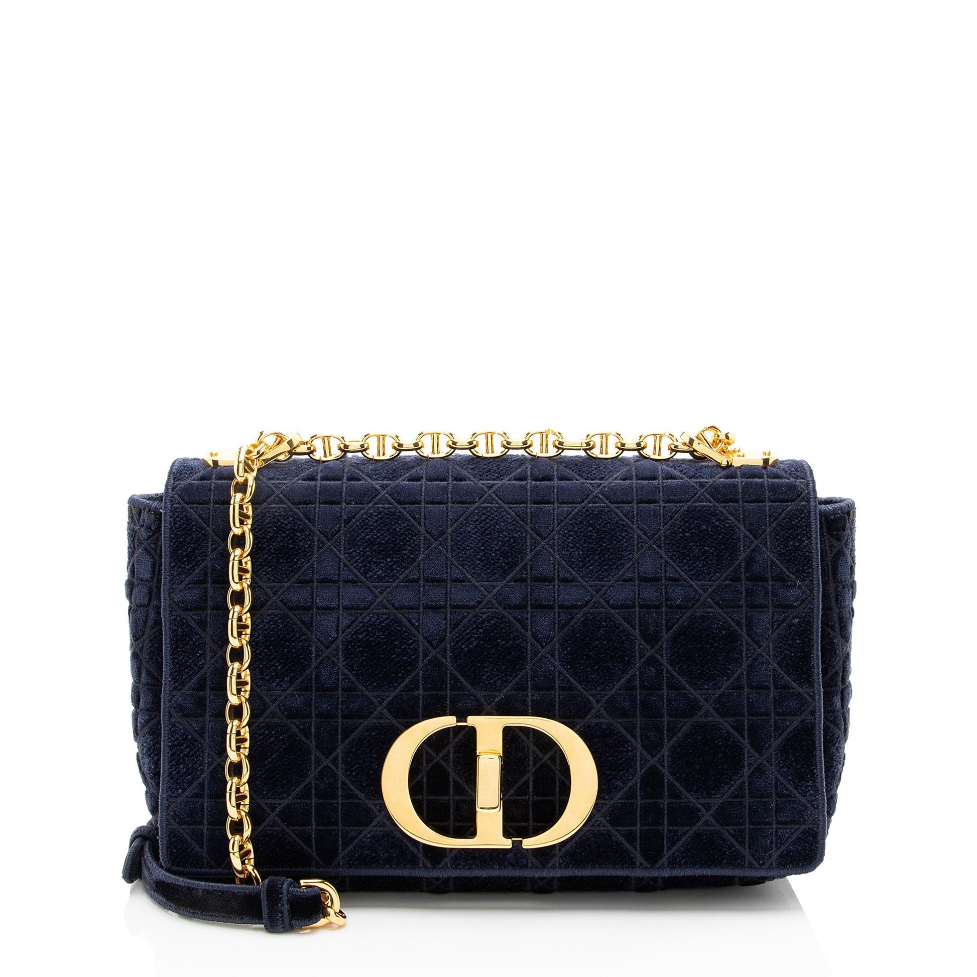 Dior Velvet Cannage Caro Shoulder Bag Medium