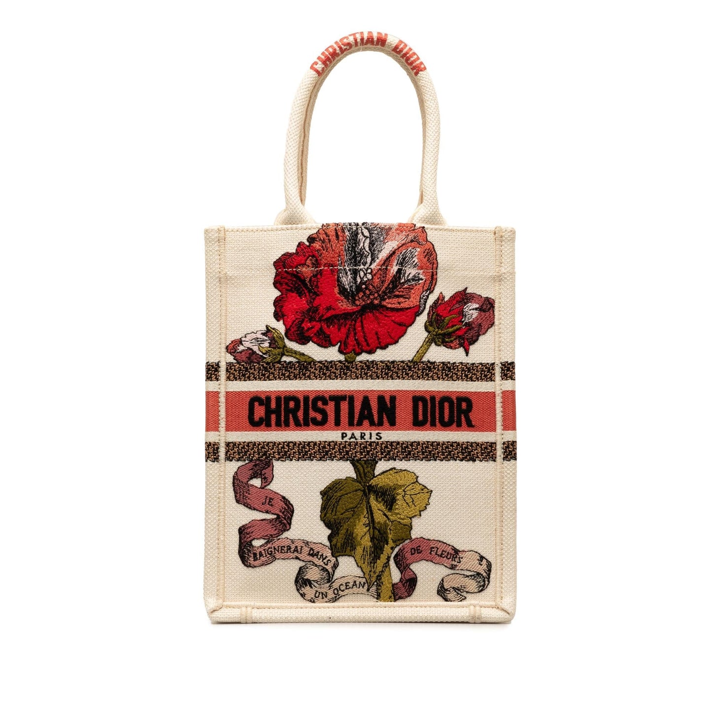 Dior Fleurs Bibliques Embroidery Vertical Book Tote Tote Bag