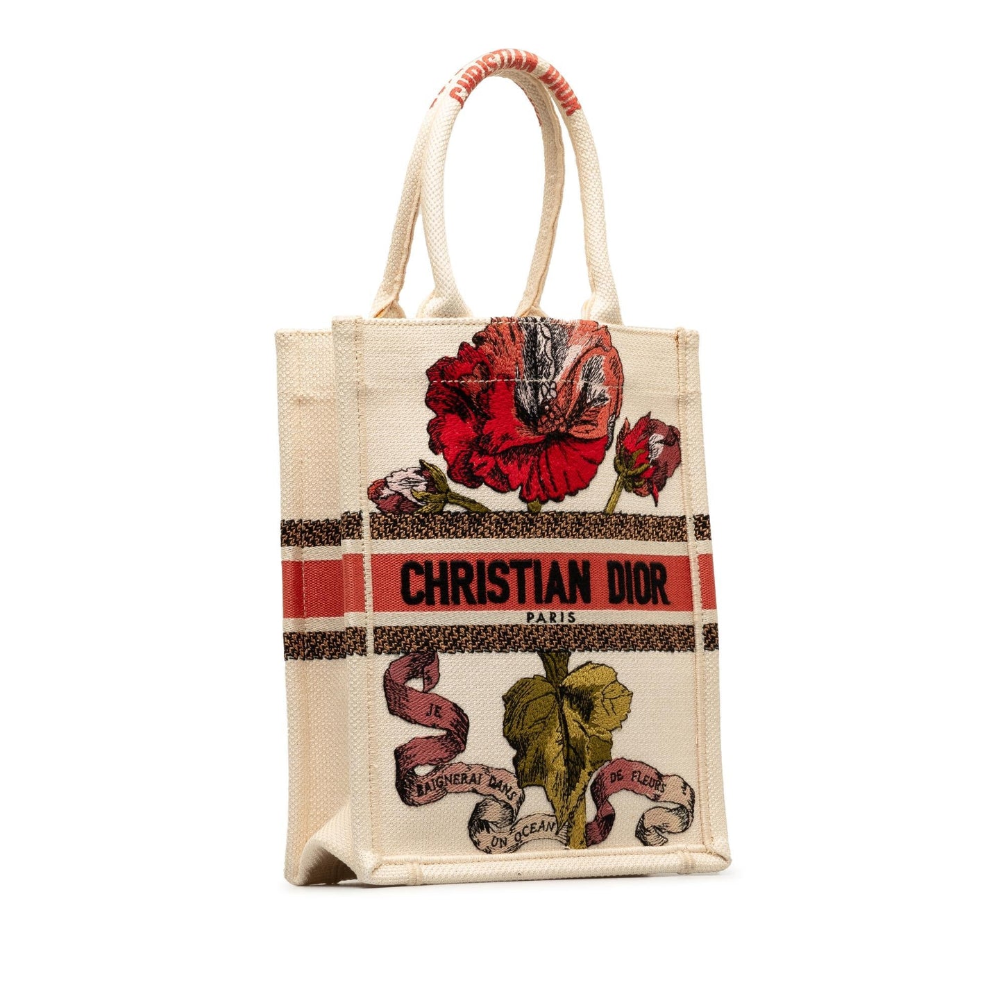 Dior Fleurs Bibliques Embroidery Vertical Book Tote Tote Bag