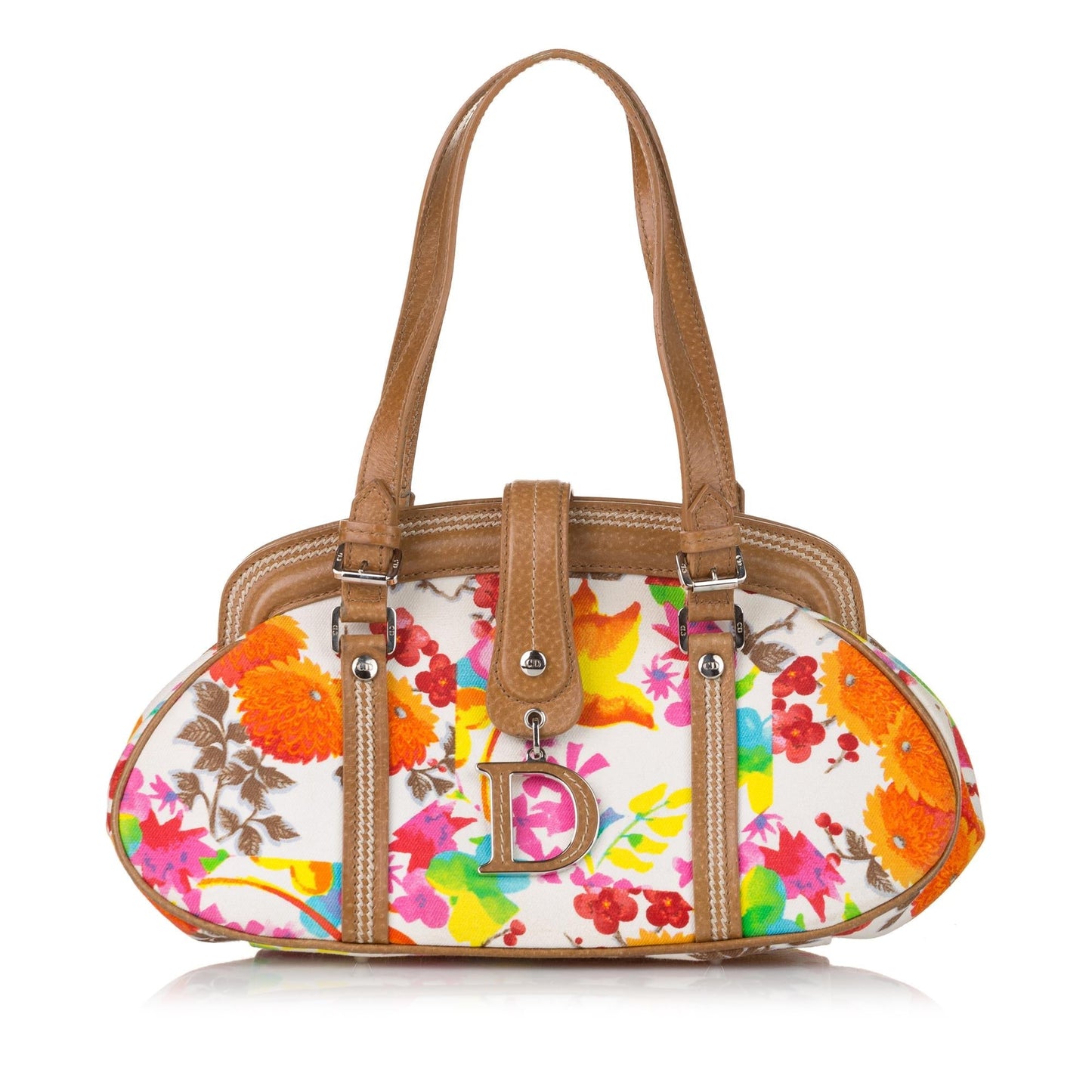 Dior Floral Detective Handbag Shg Canvas Satchel Bag