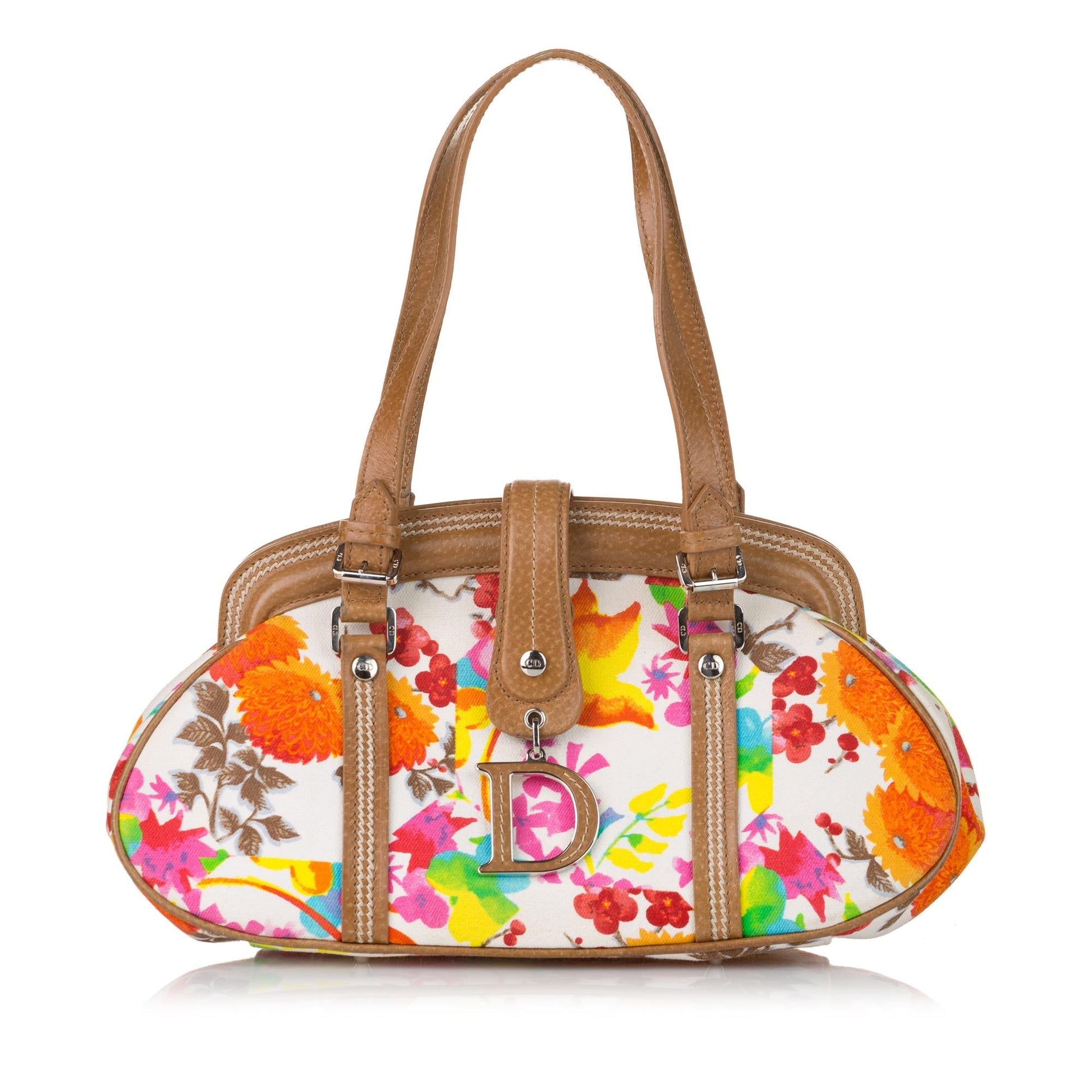 Dior Floral Detective Handbag Shg Canvas Satchel Bag