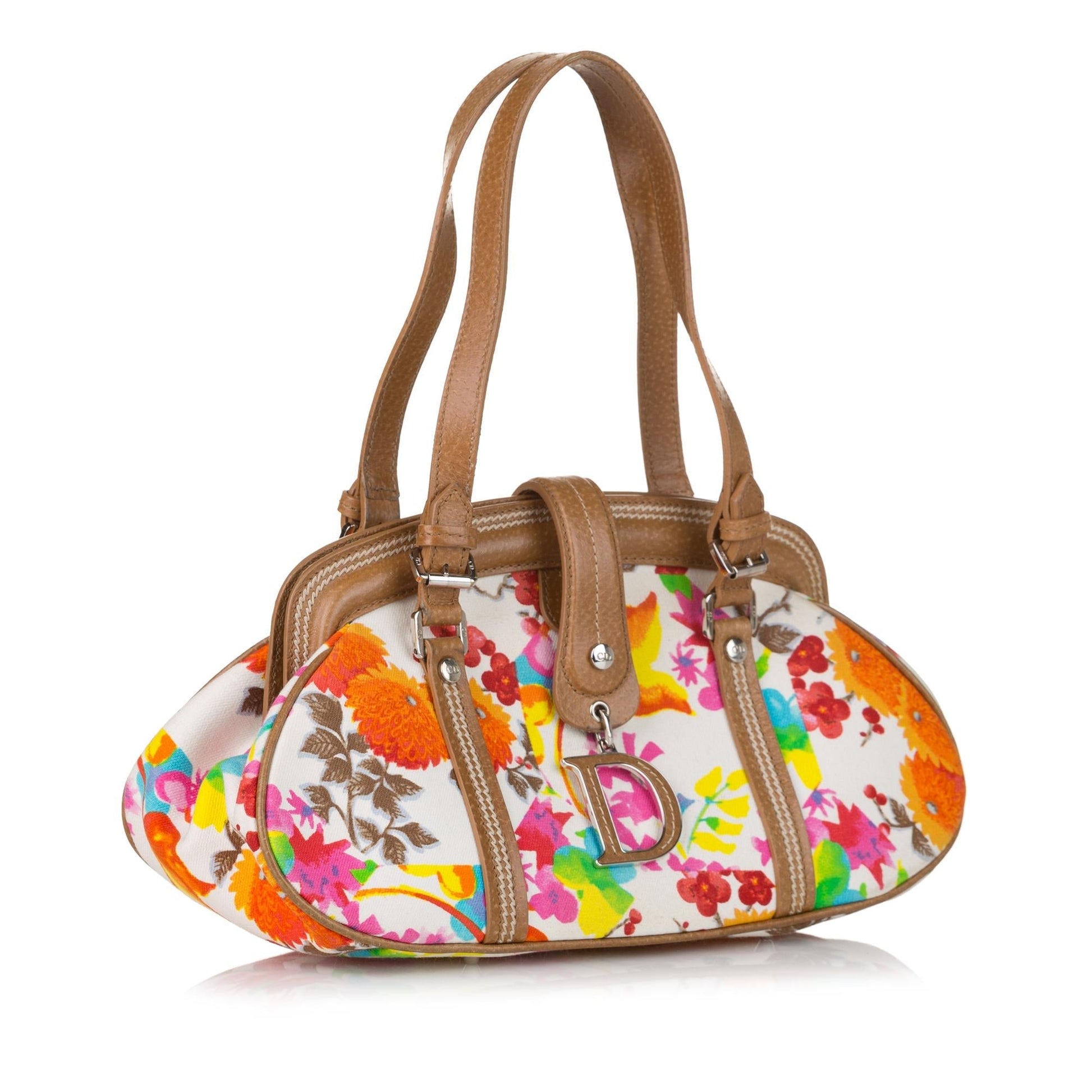 Dior Floral Detective Handbag Shg Canvas Satchel Bag
