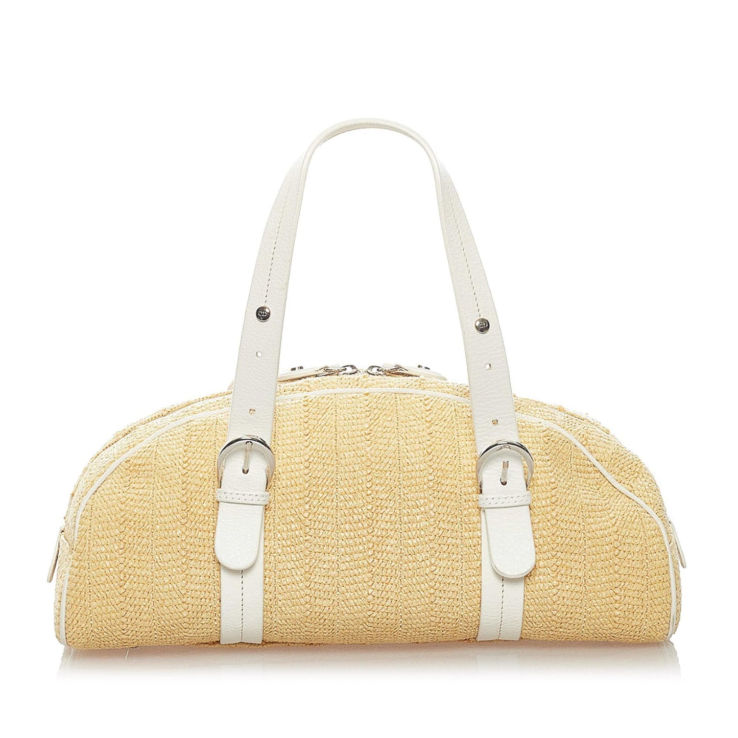 Dior Floral Handbag Shg Raffia Satchel Bag