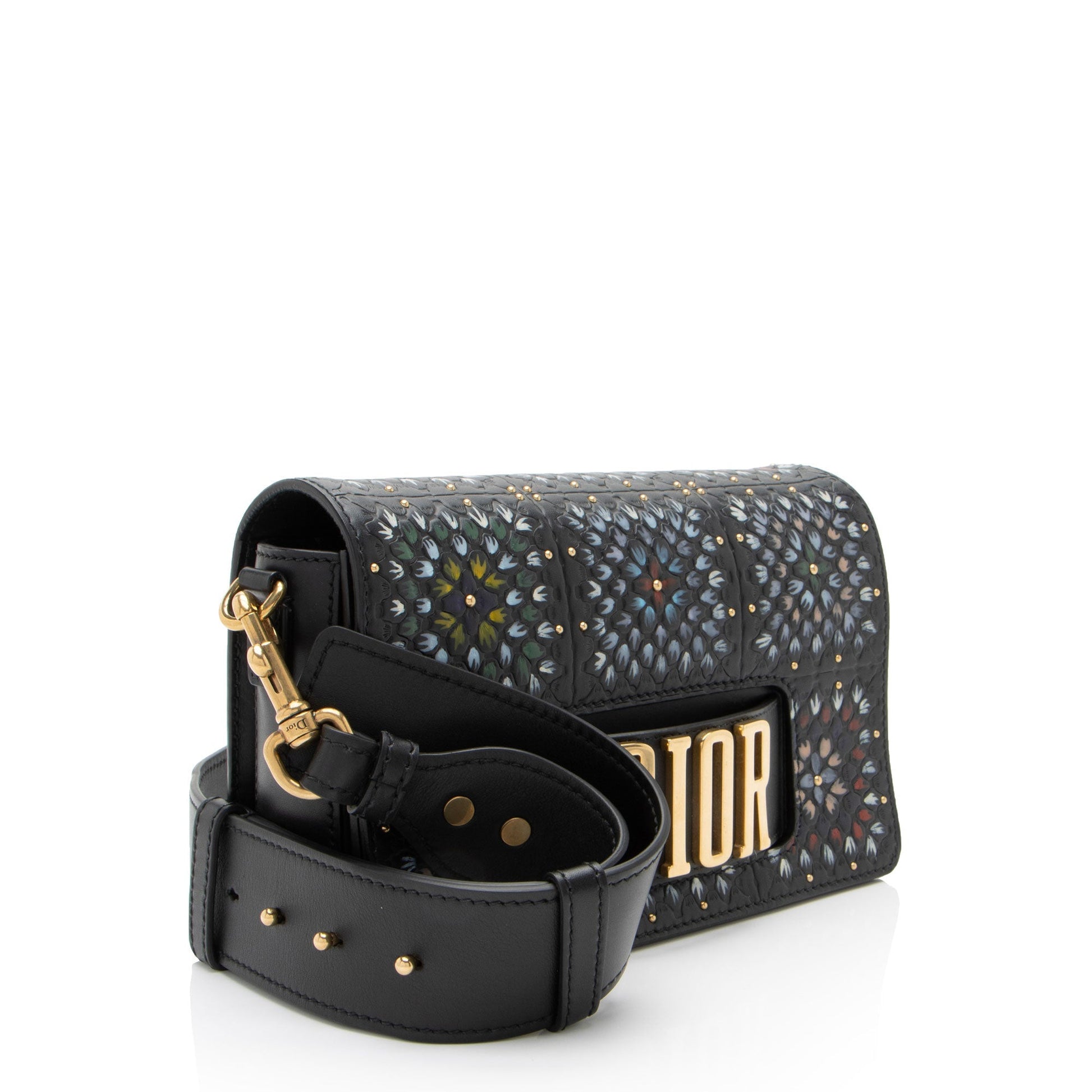 Dior Grained Calfskin Studded Floral Dio Evolution Bag Shf Flap Shoulder Bag