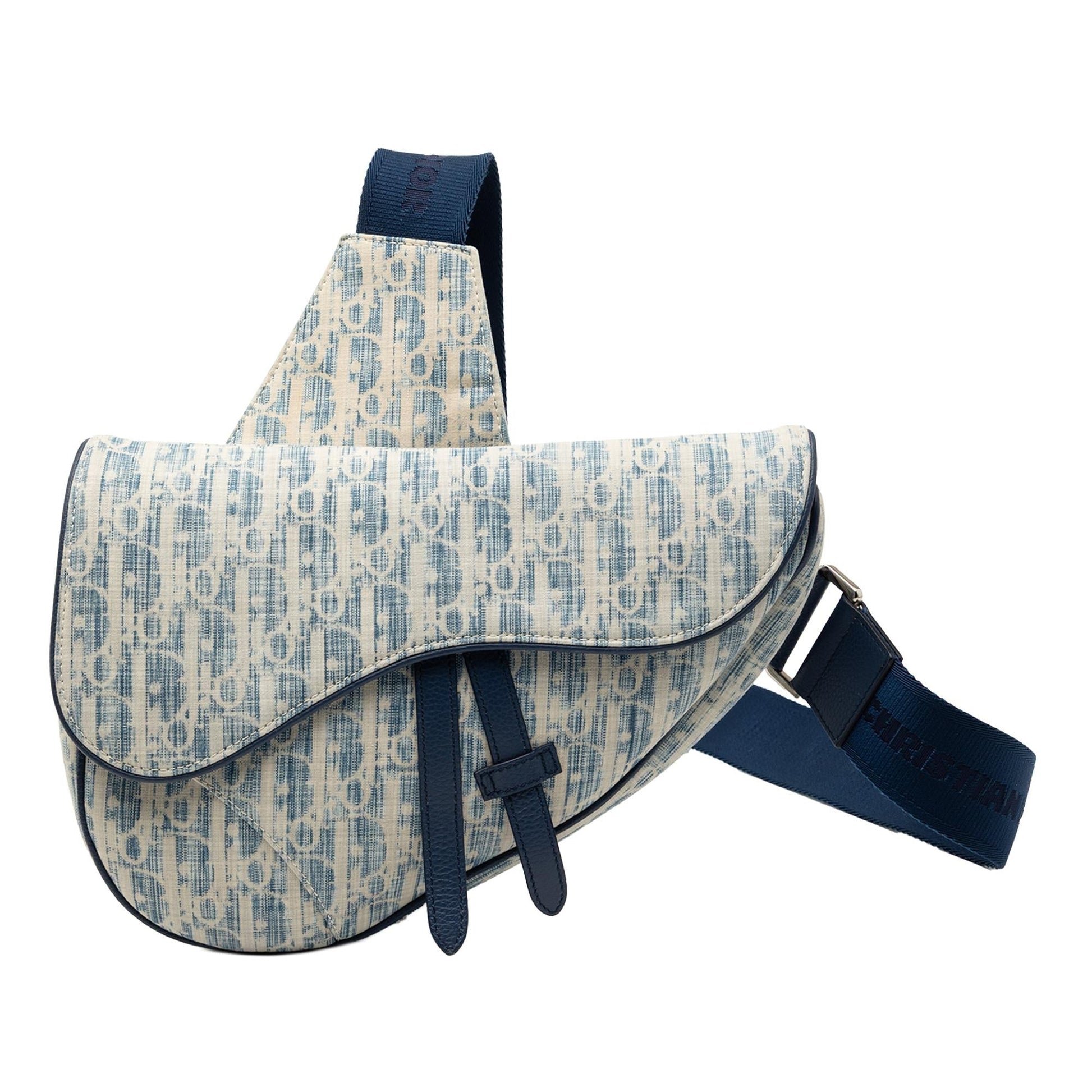 Dior Kasuri Oblique Saddle Crossbody Canvas Crossbody Bag