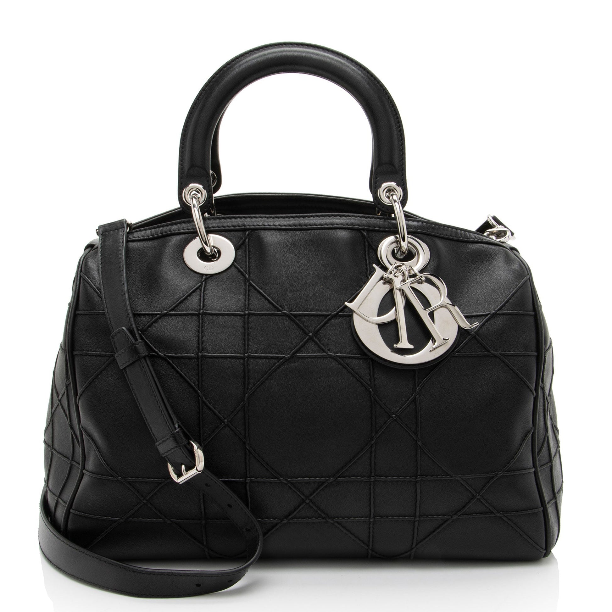 Dior Cannage Granville Polochon Satchel Leather Lambskin Satchel Bag