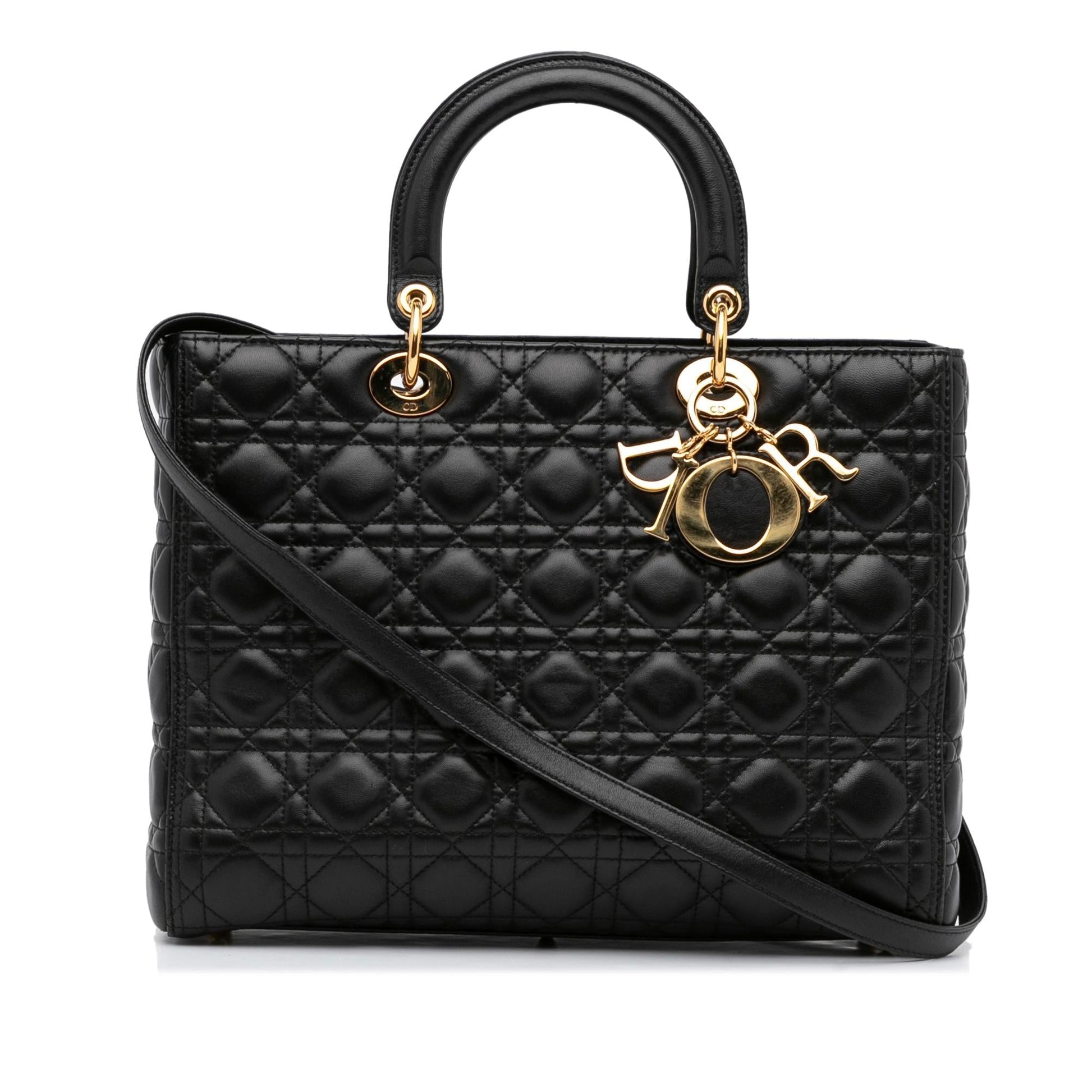 Dior Cannage Lady Shg Satchel Bag Lambskin Large