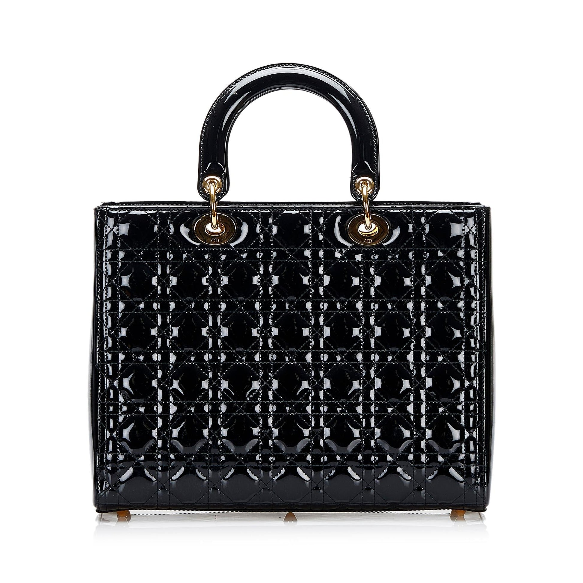 Dior Cannage Lady Shg 9I0Wks Satchel Bag Patent Large
