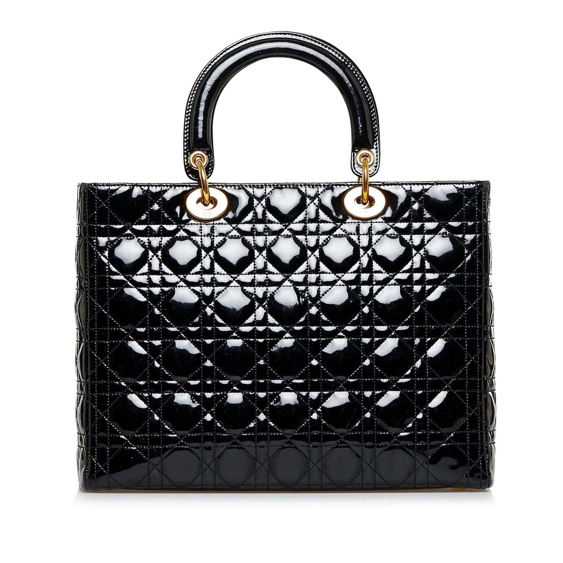 Dior Cannage Lady Shg Podolt Satchel Bag Patent Large