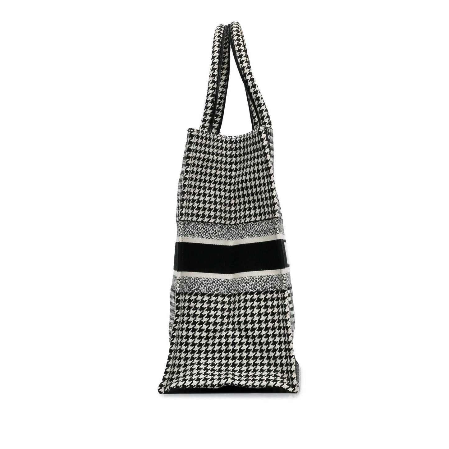 Dior Houndstooth Book Tote Canvas Large Embroidered Tote Bag