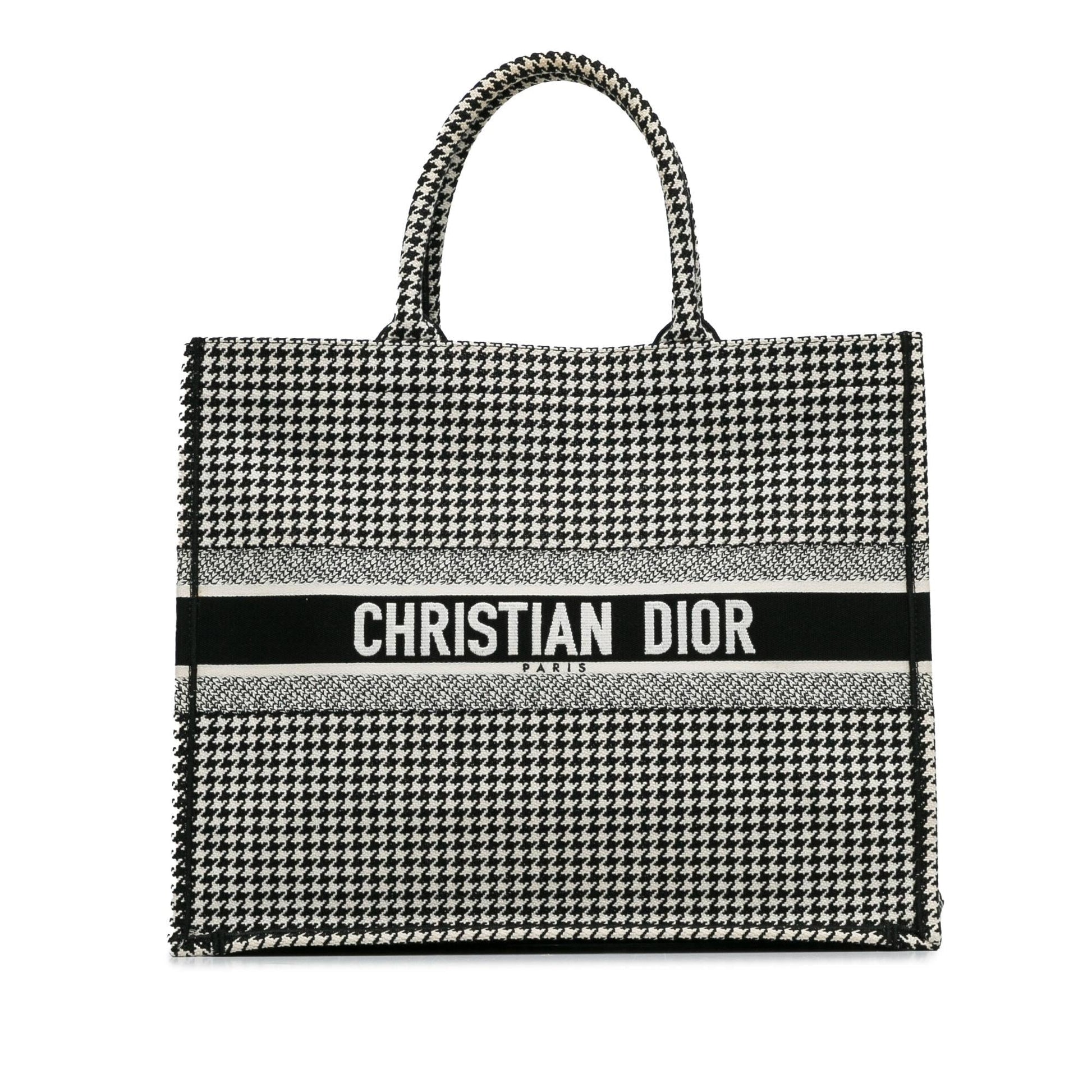 Dior Houndstooth Book Tote Canvas Large Embroidered Tote Bag Book Tote 1