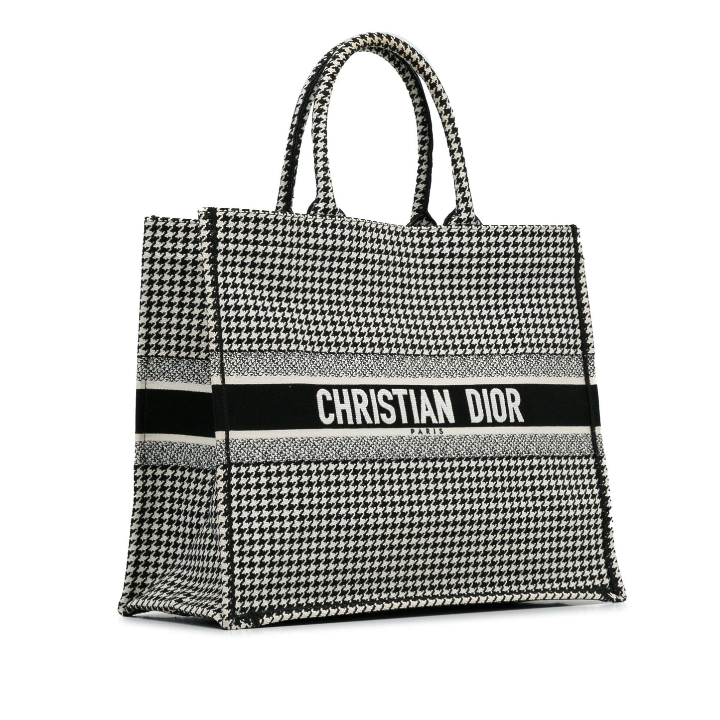 Dior Houndstooth Book Tote Canvas Large Embroidered Tote Bag Book Tote 1