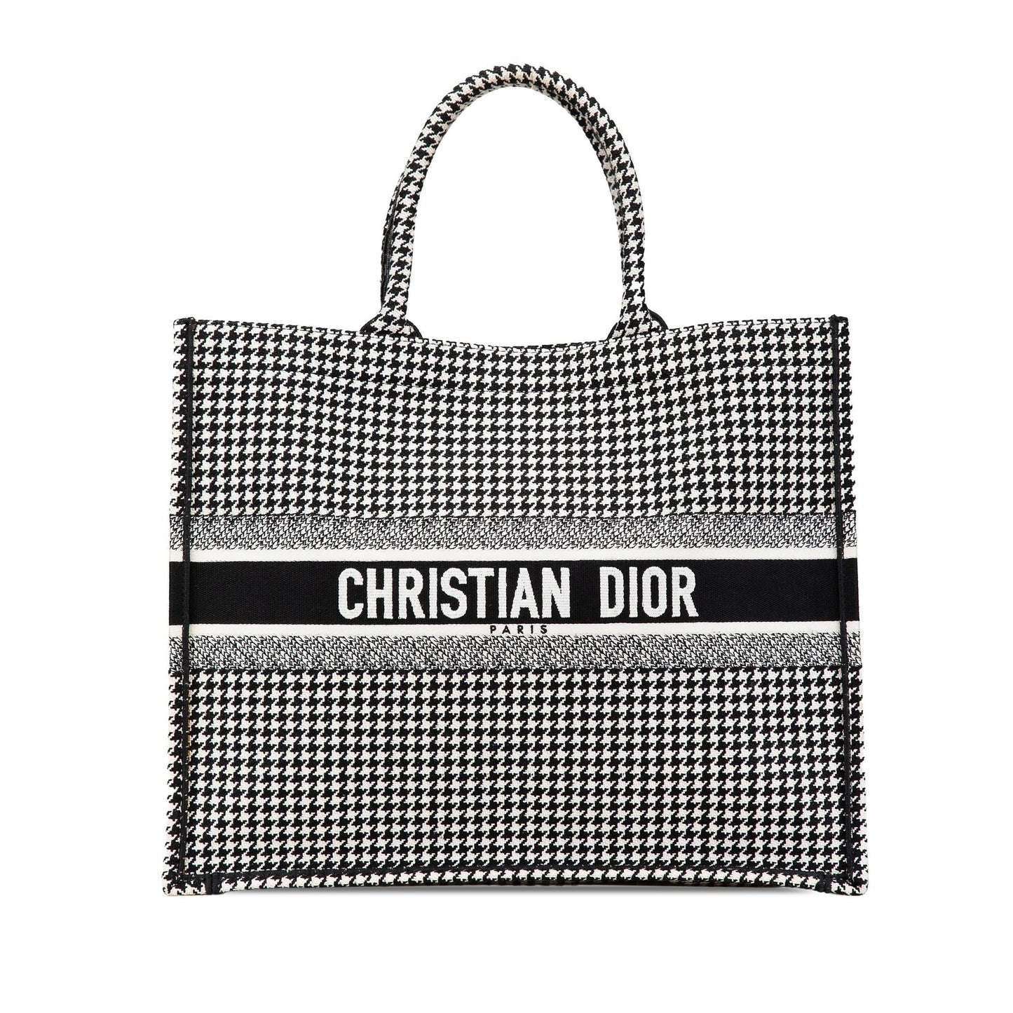 Dior Houndstooth Book Tote Canvas Large Embroidered Tote Bag Book Tote 2