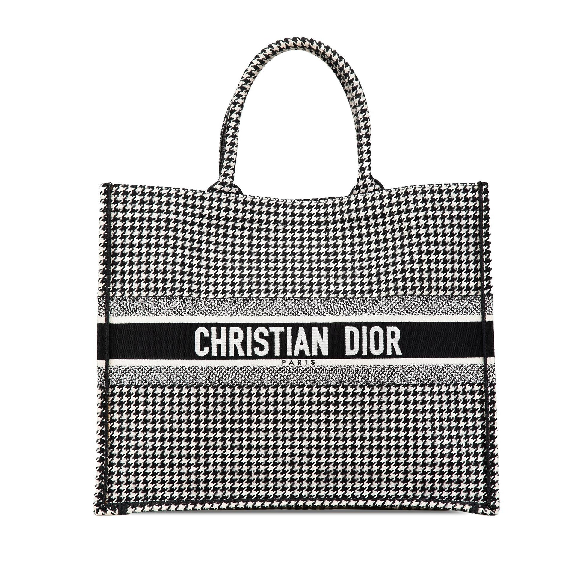 Dior Houndstooth Book Tote Canvas Large Embroidered Tote Bag Book Tote 2
