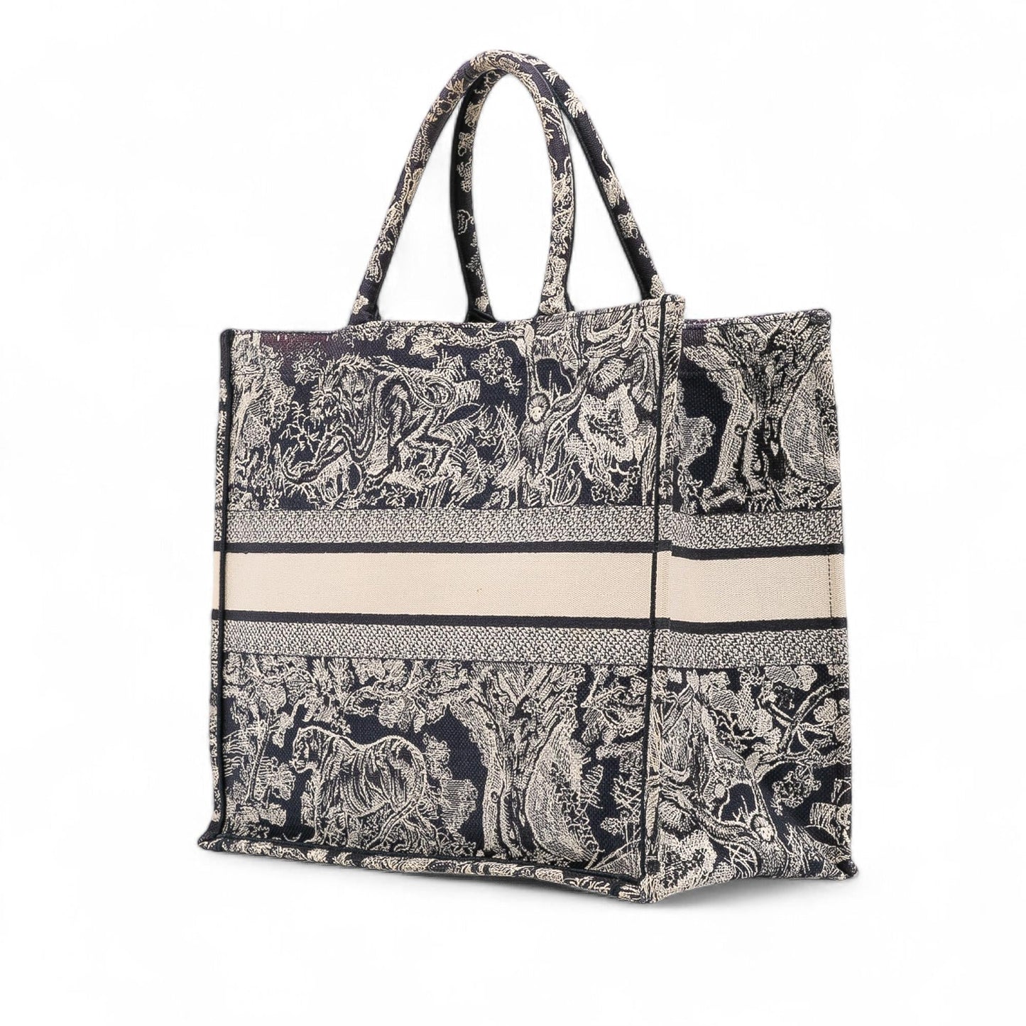 Dior Toile De Jouy Reverse Book Tote Canvas Large Embroidered Tote Bag