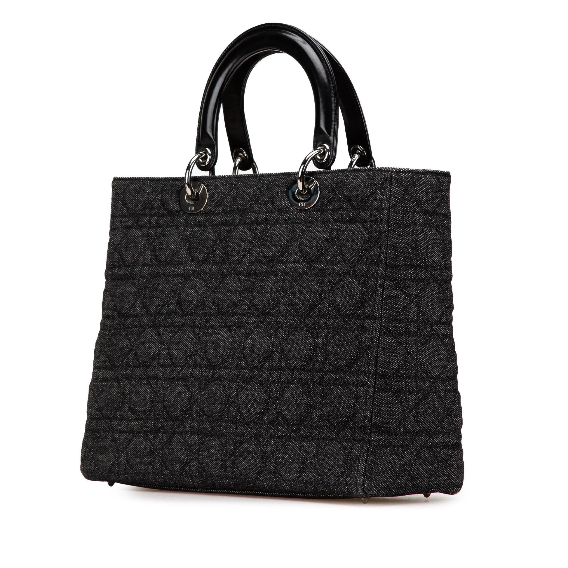 Dior Cannage Lady Satchel Bag Denim Large