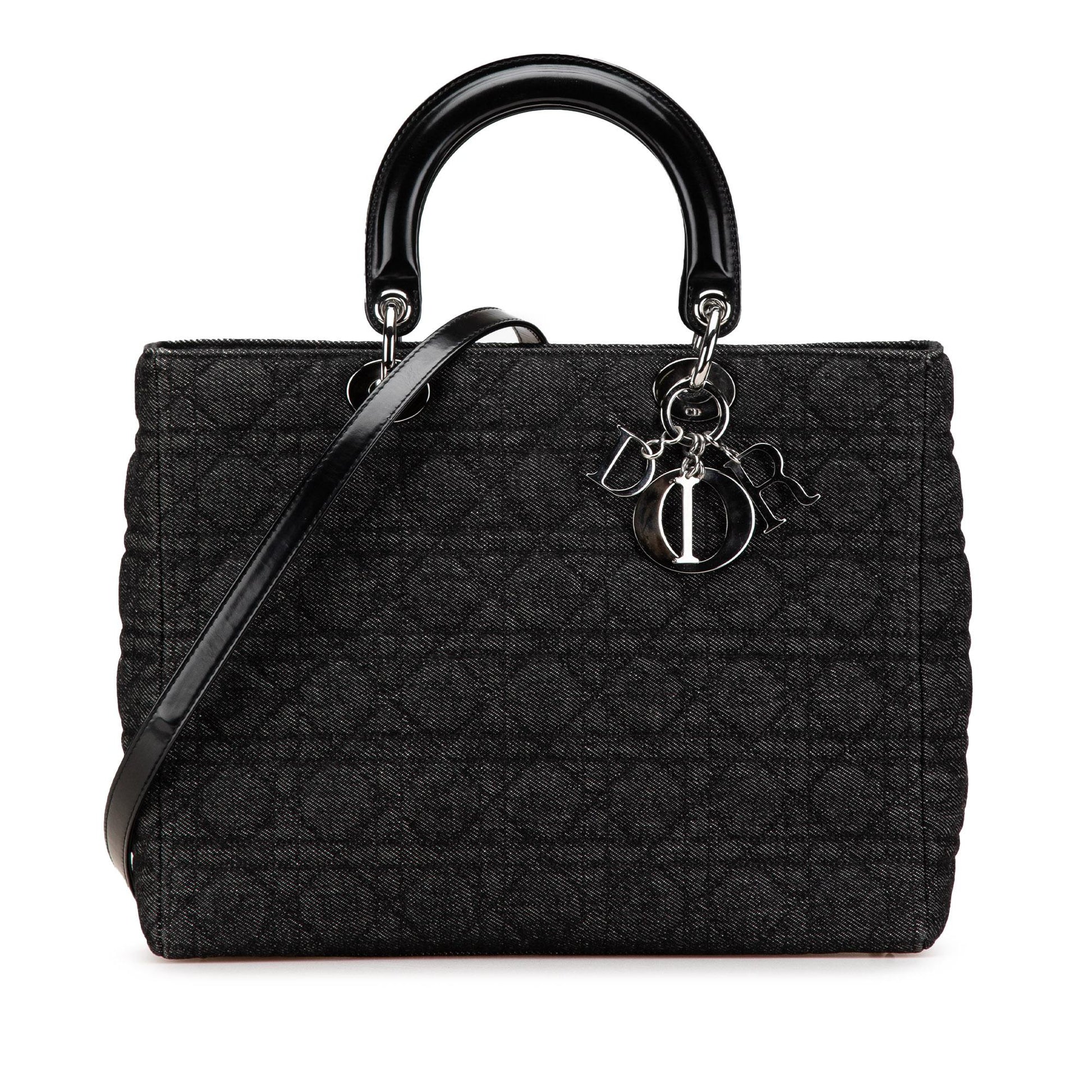 Dior Cannage Lady Satchel Bag Denim Large Lady Dior 1