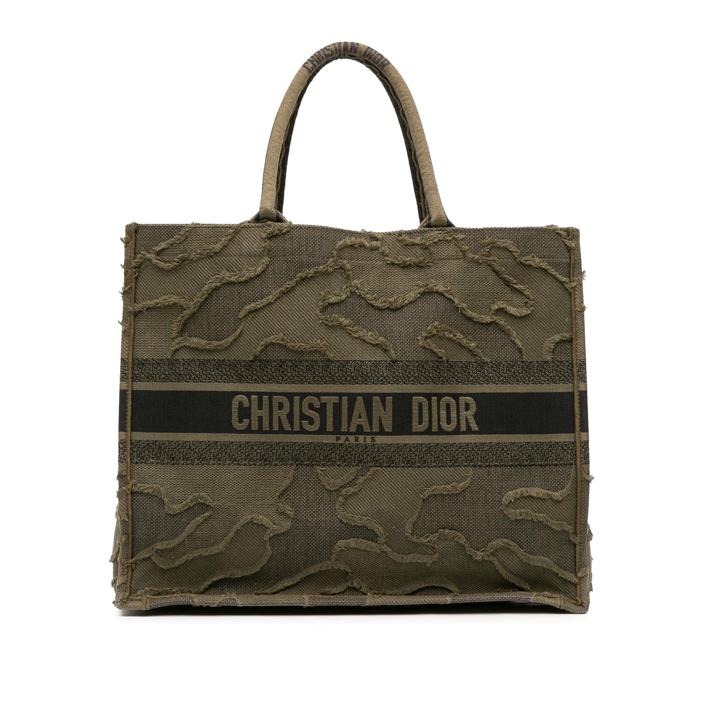 Dior Camouflage Book Tote Canvas Large Embroidered Tote Bag