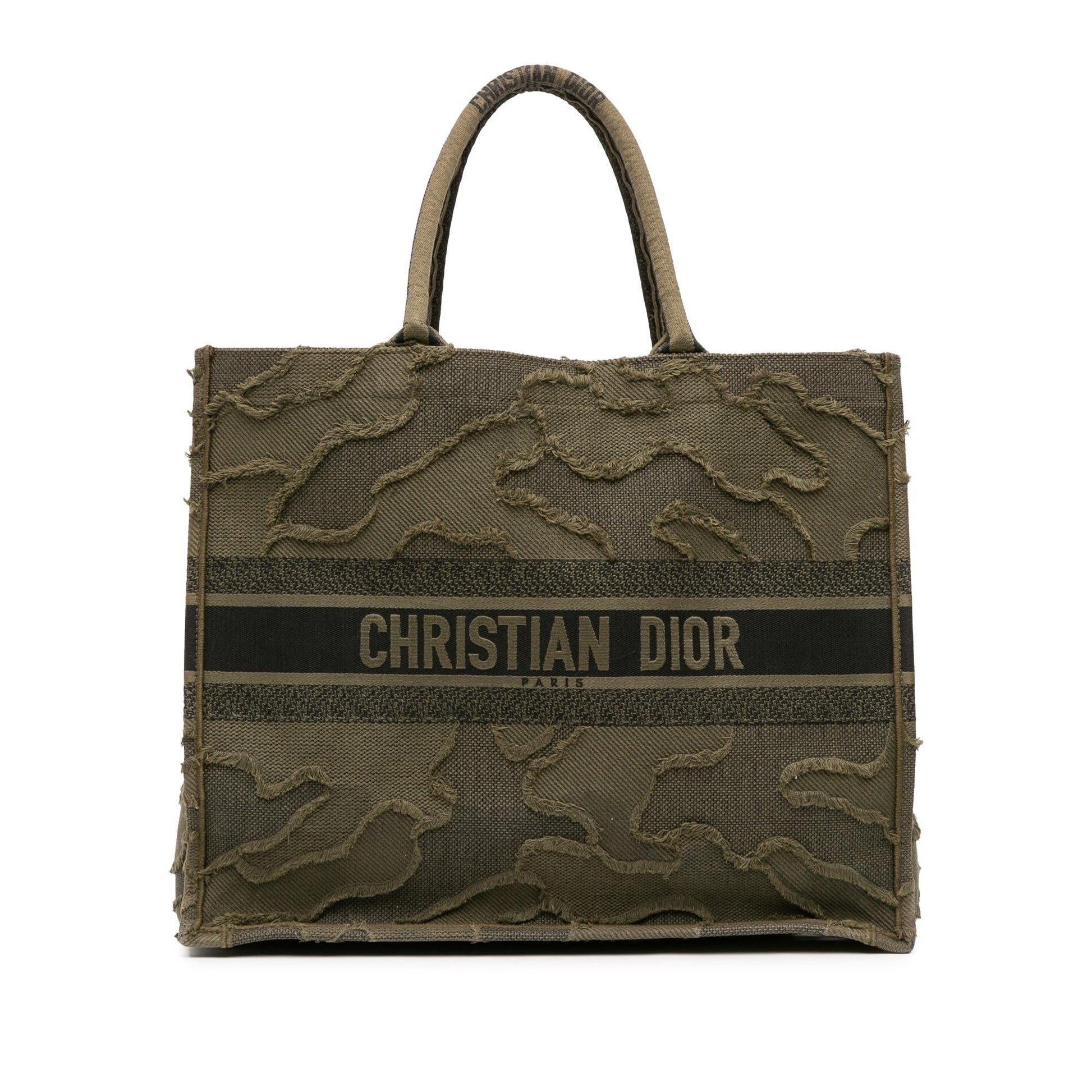 Dior Camouflage Book Tote Canvas Large Embroidered Tote Bag