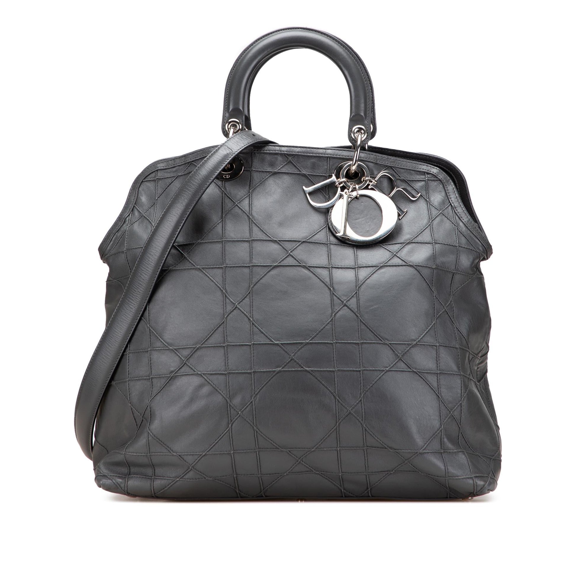 Dior Cannage Polochon Granville Satchel Lambskin Large Satchel Bag