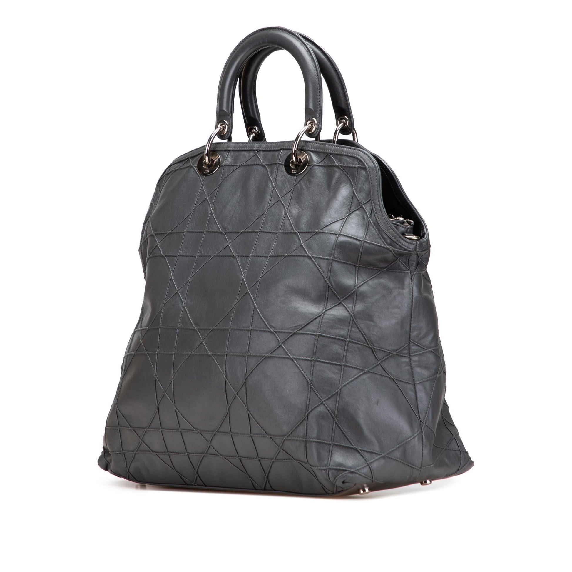 Dior Cannage Polochon Granville Satchel Lambskin Large Satchel Bag