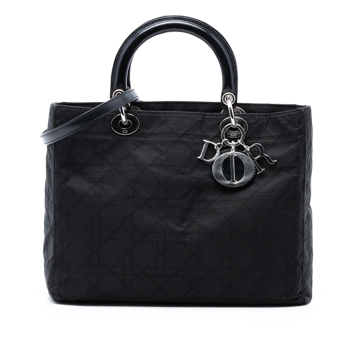 Dior Cannage Lady Satchel Bag Nylon Large