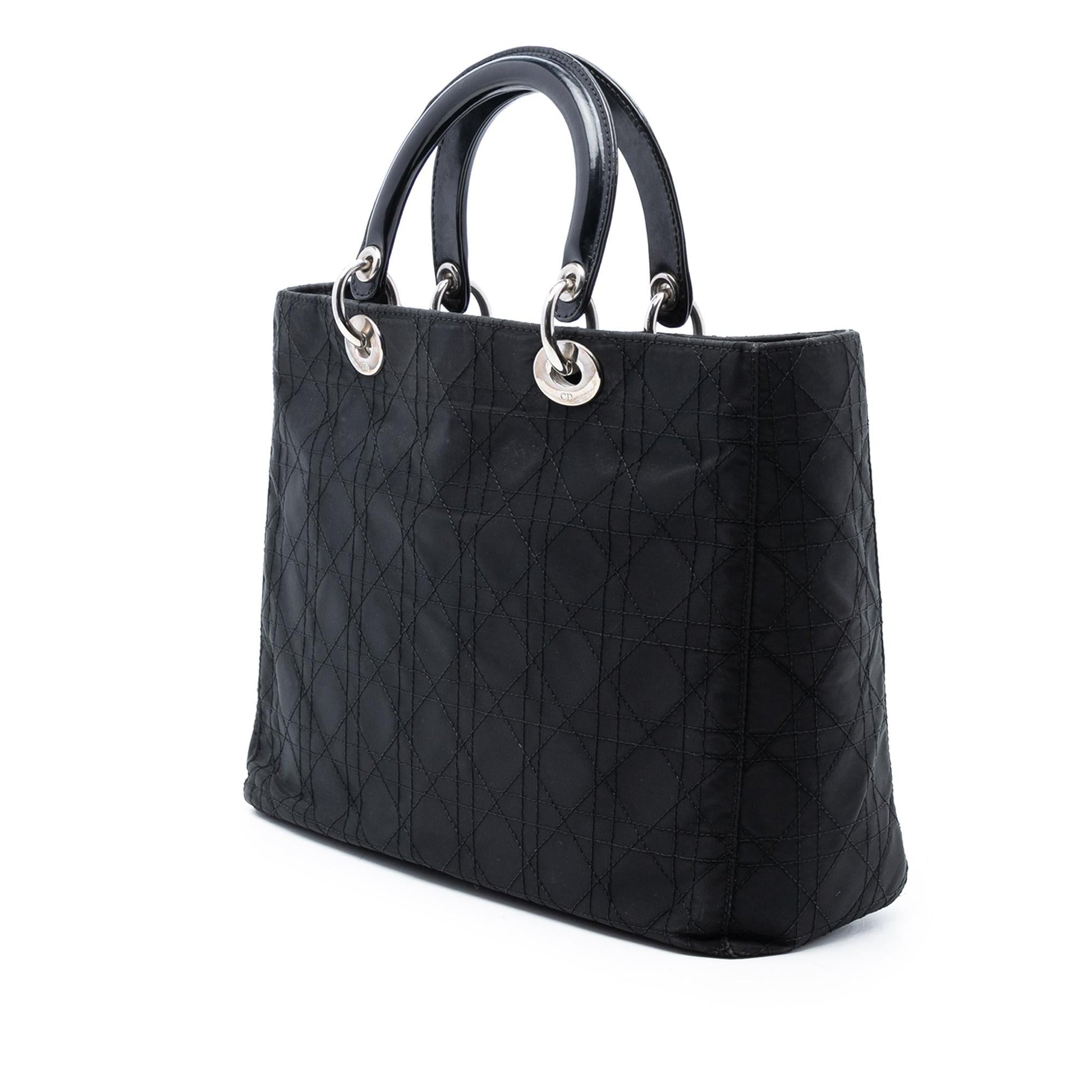 Dior Cannage Lady Satchel Bag Nylon Large