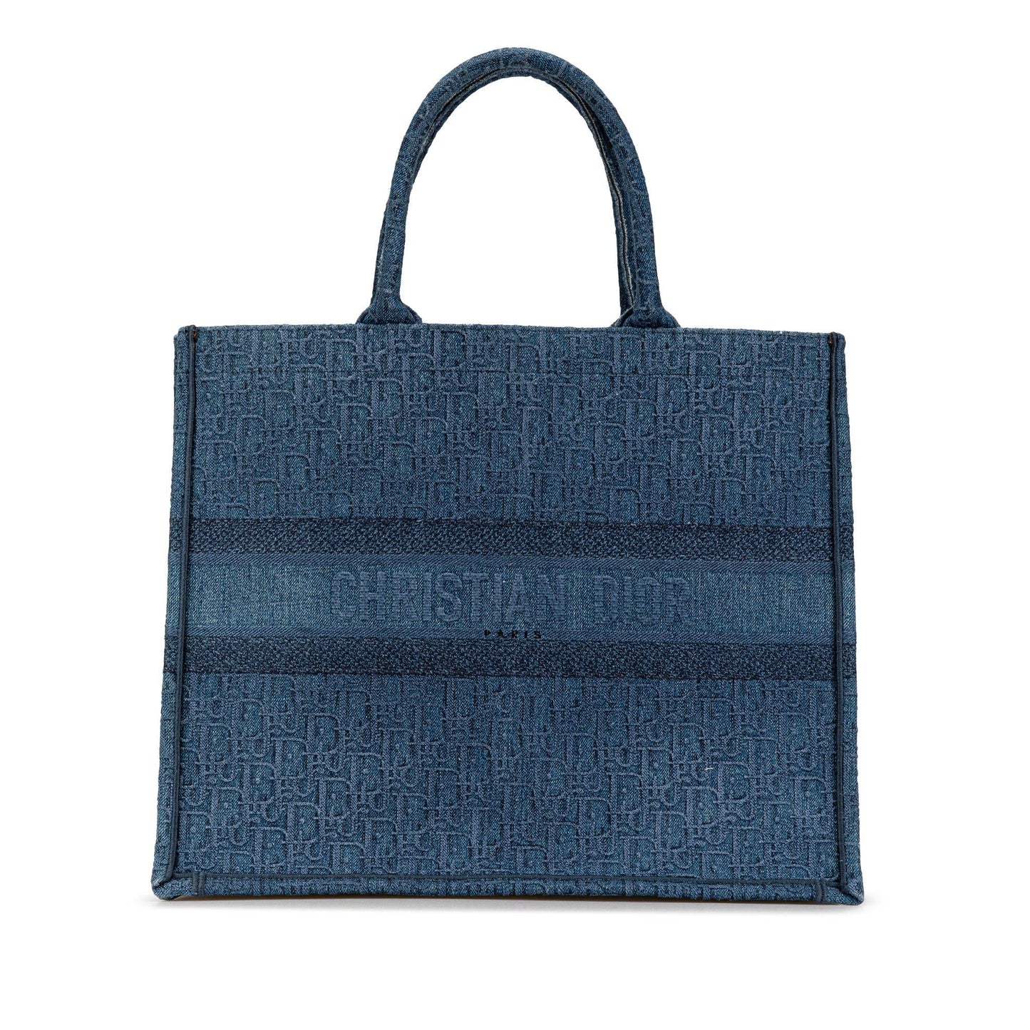 Dior Oblique Book Tote Denim Large Tote Bag