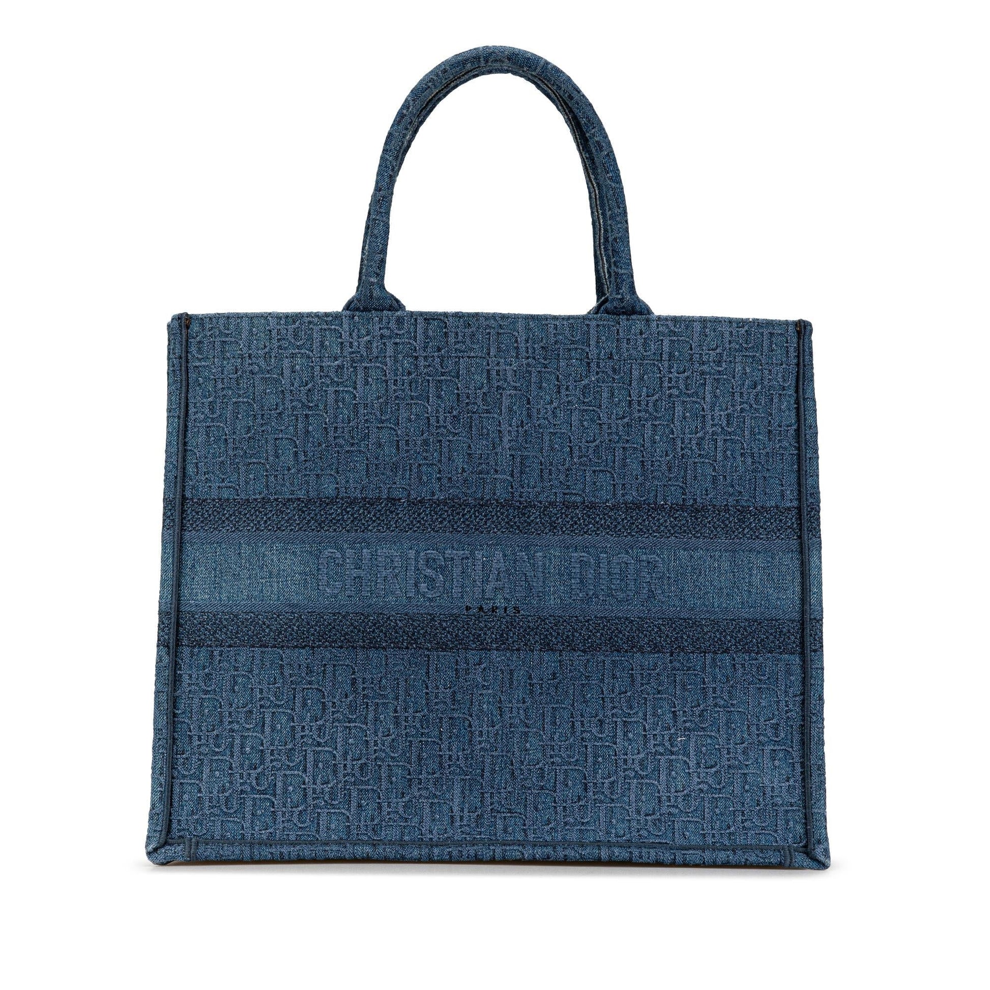 Dior Oblique Book Tote Denim Large Tote Bag