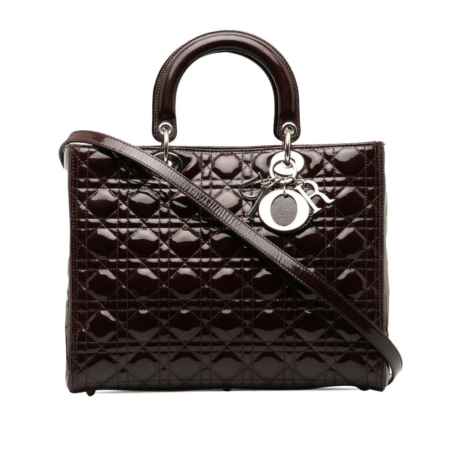 Dior Cannage Lady Shg Lkchao Satchel Bag Patent Large