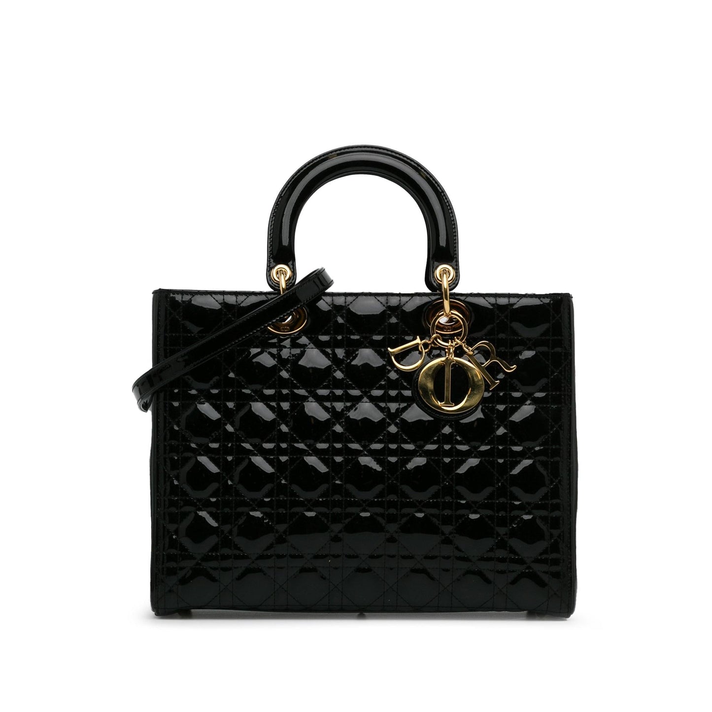 Dior Cannage Lady Shg Wcwhtr Satchel Bag Patent Large