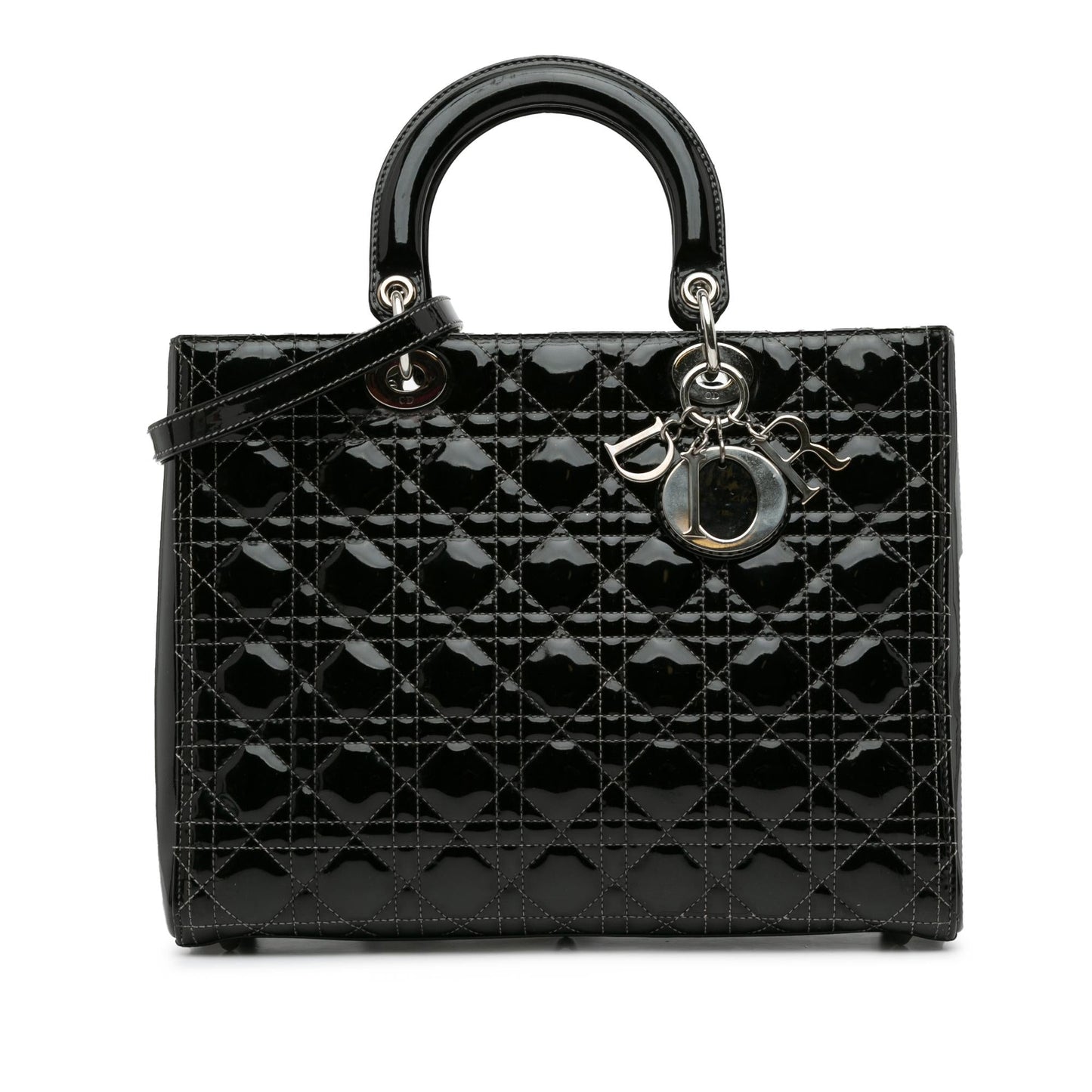 Dior Cannage Lady Shg Byrol1 Satchel Bag Patent Large
