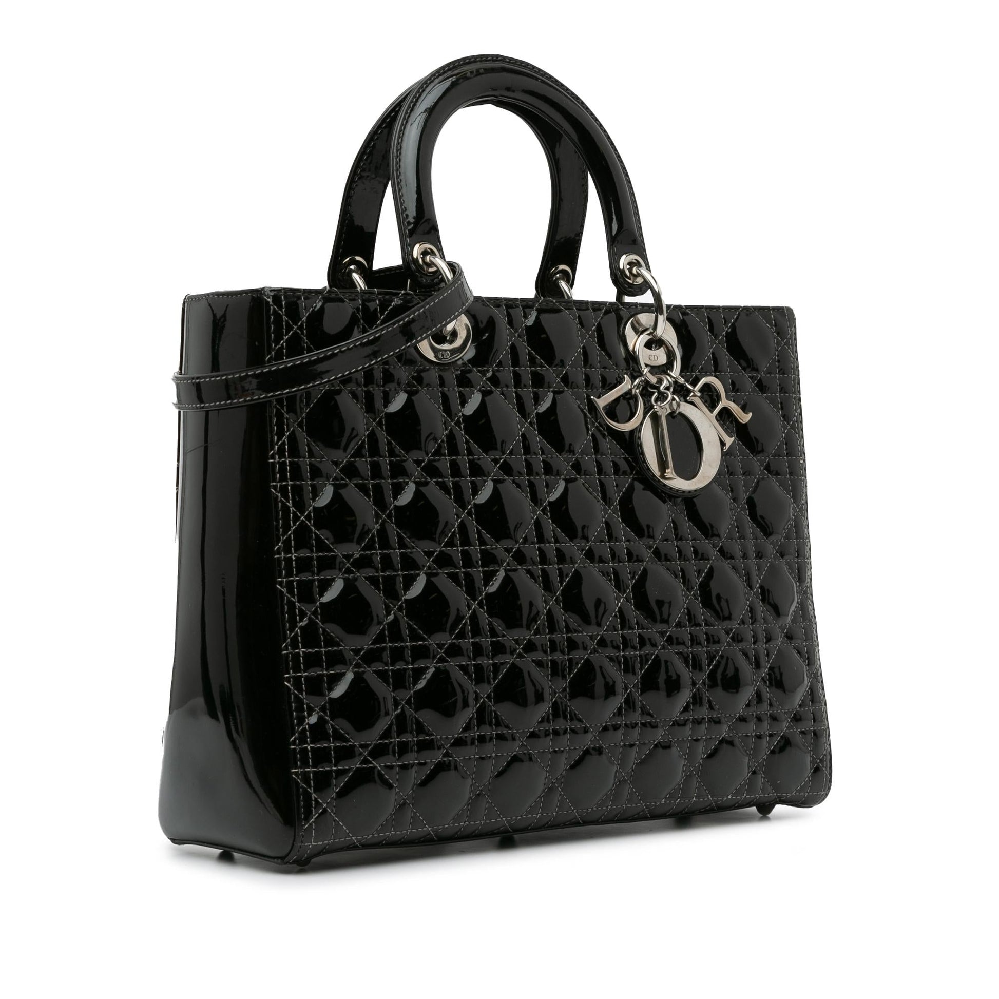 Dior Cannage Lady Shg Byrol1 Satchel Bag Patent Large