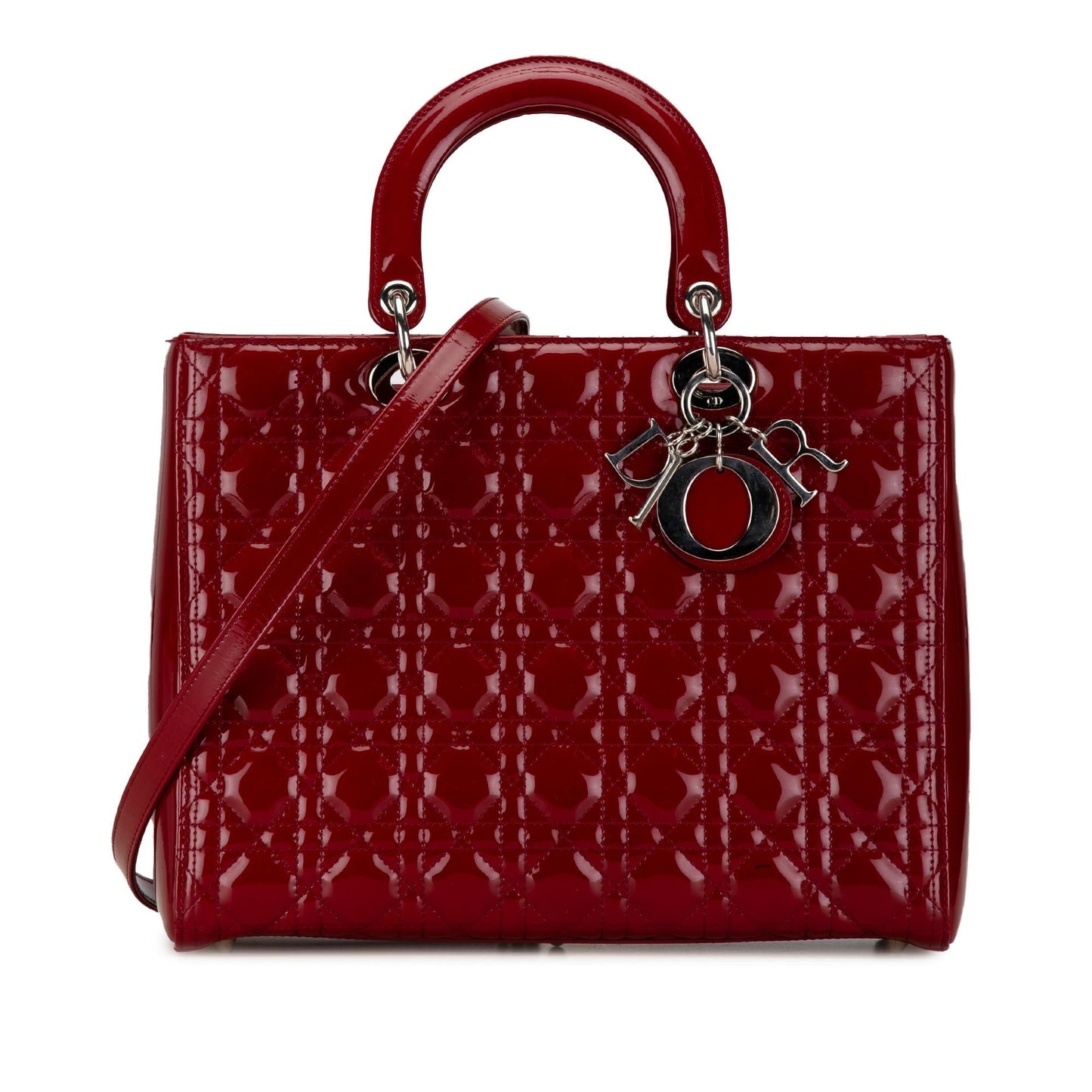 Dior Cannage Lady Shg Cwedfr Satchel Bag Patent Large