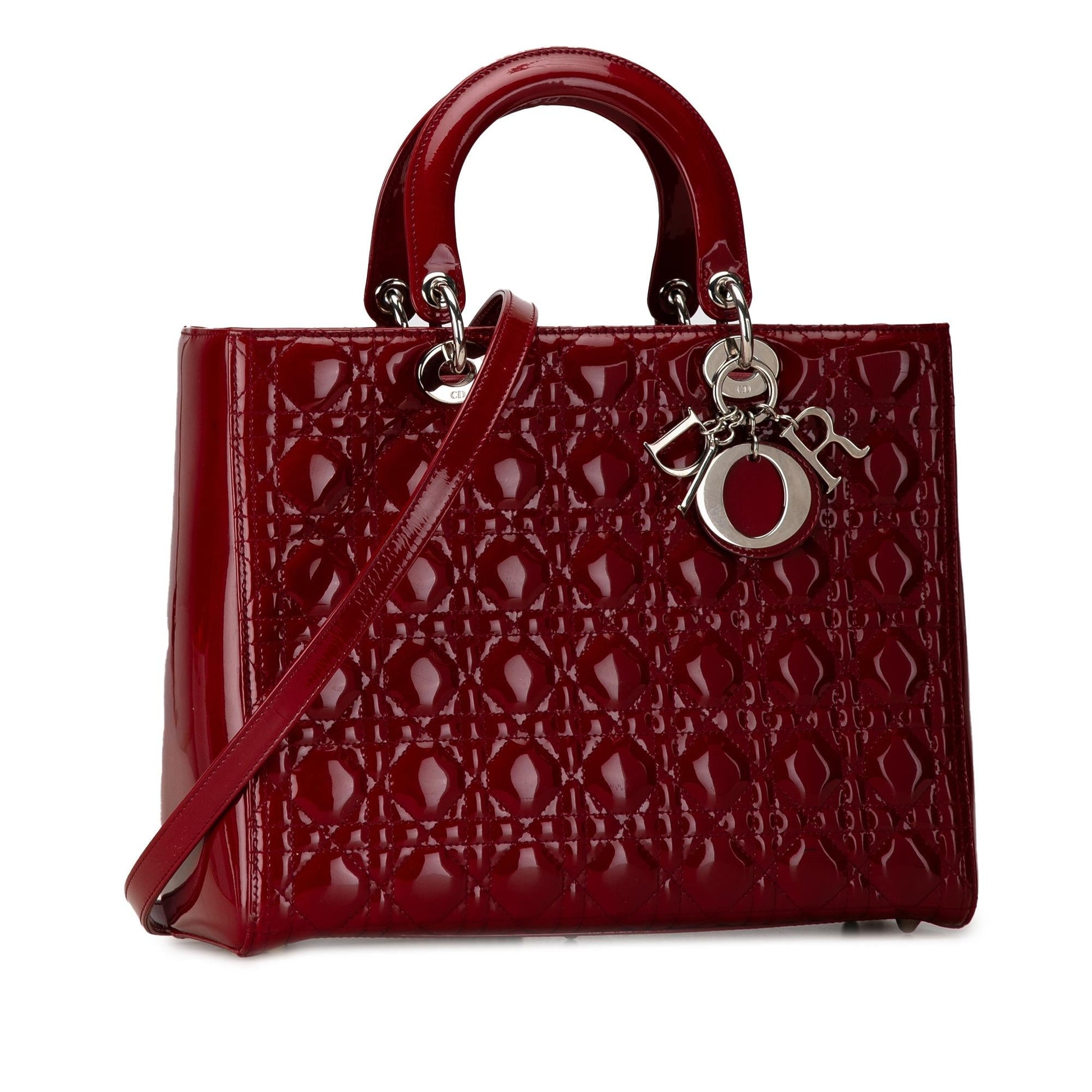 Dior Cannage Lady Shg Cwedfr Satchel Bag Patent Large