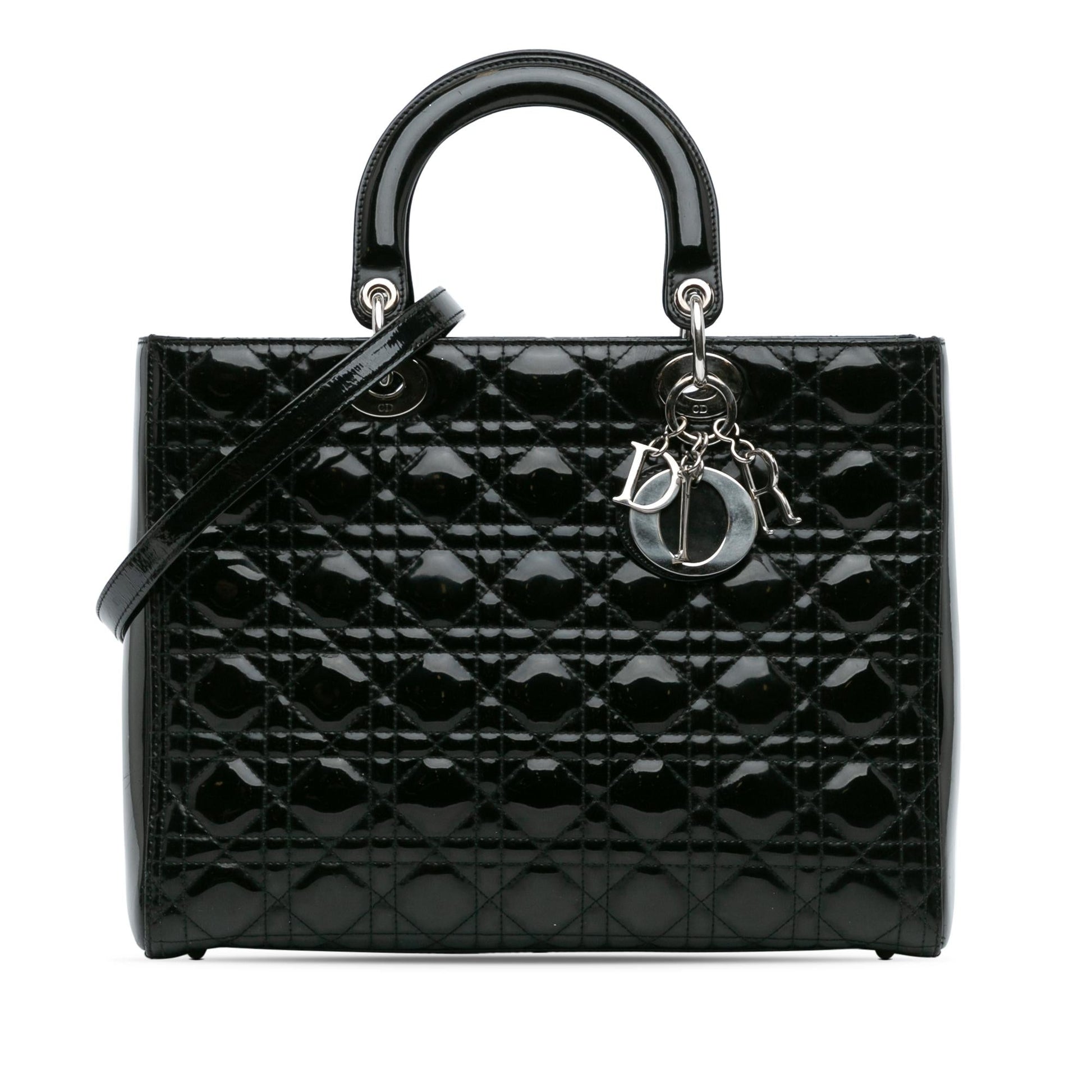 Dior Cannage Lady Shg Iawgov Satchel Bag Patent Large
